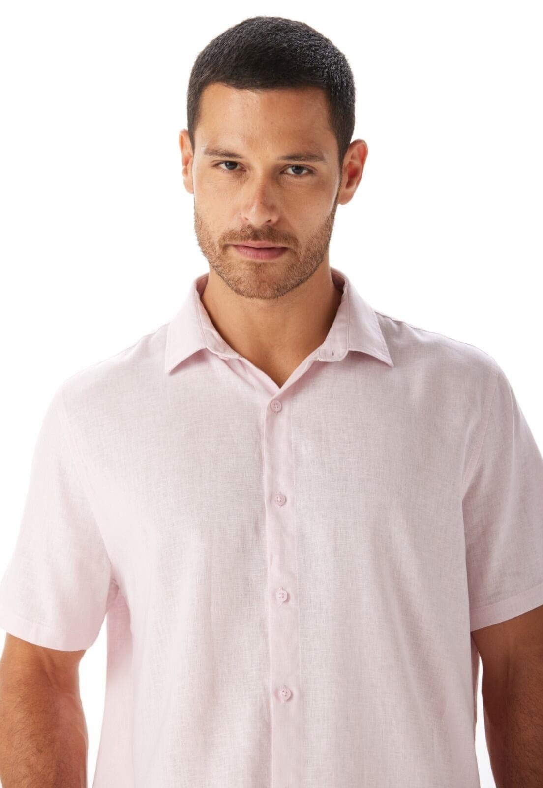 Vista 2 Camisa Linho Regular Traymon Claro - Xgg Traymon rosa