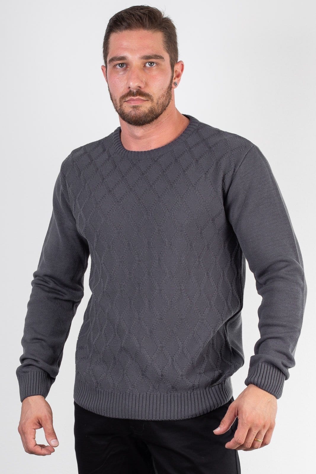 Blusão de malha masculino 50010 - Chumbo