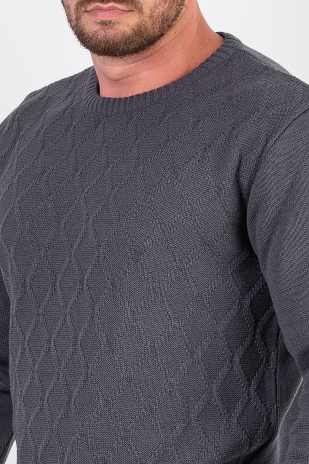 Vista 2 Blusão de malha masculino 50010 - Chumbo Enluaze azul marinho