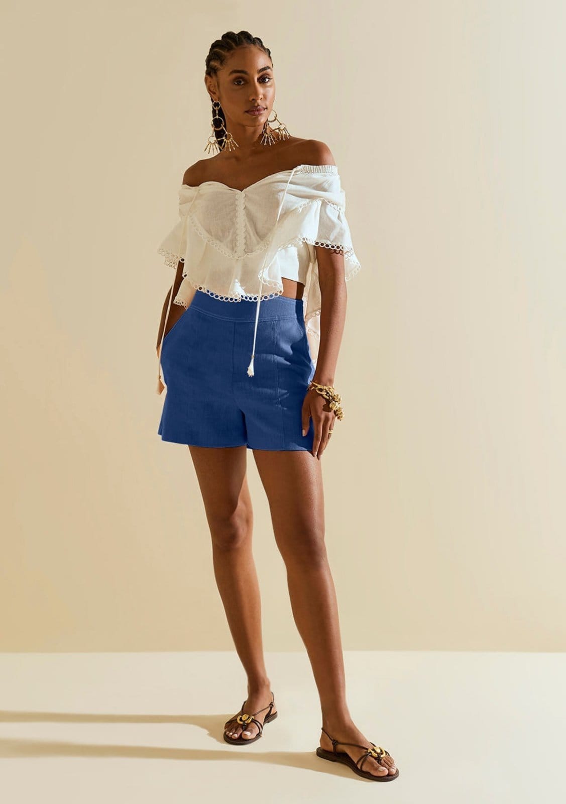 Shorts Morena Rosa Reto Alta Azul Marinho