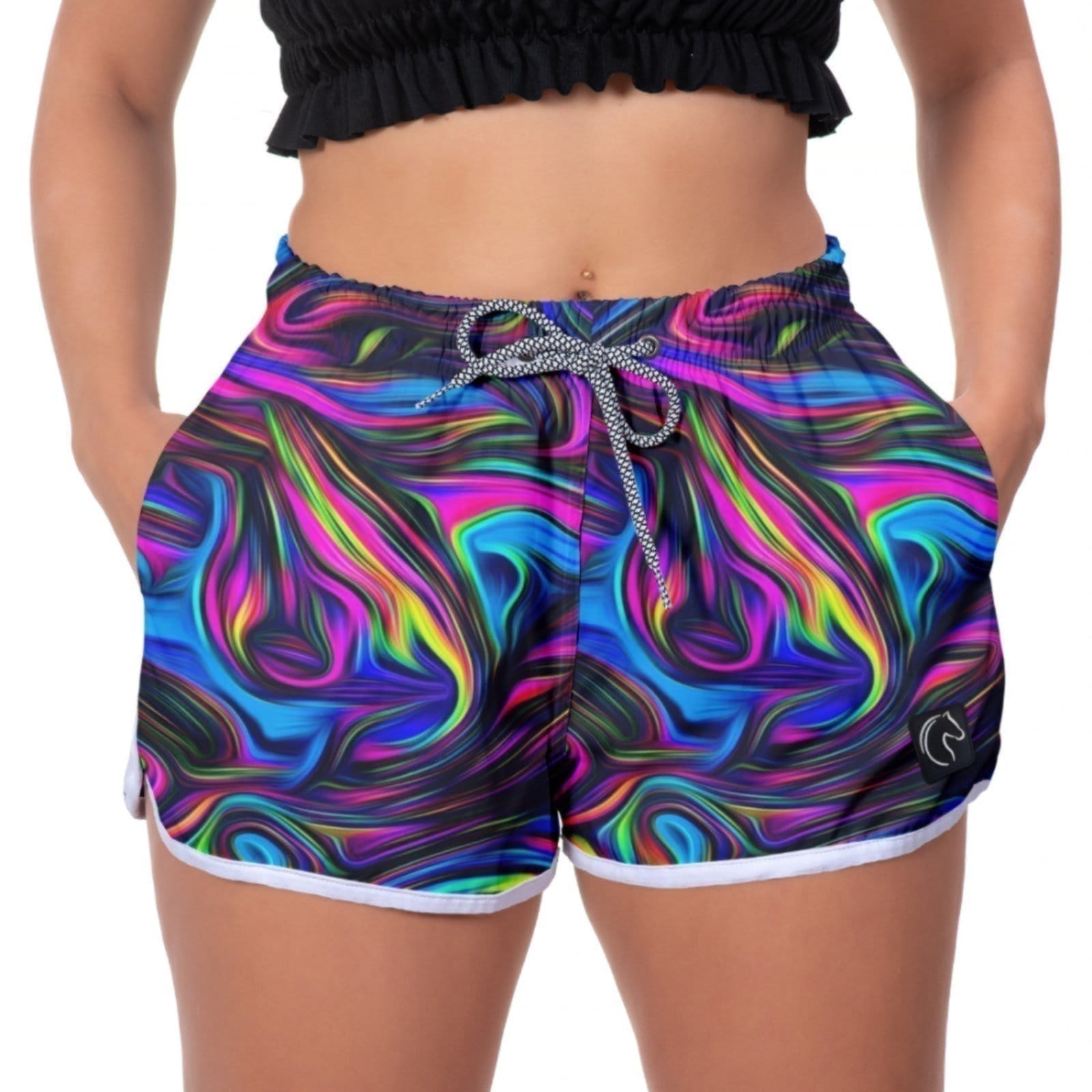 Short Feminino W2 Premium com Elástico e Cordão Ajustável Bolsos Laterais e Secagem Rápida Casual Praia ou Academia Psicodelic