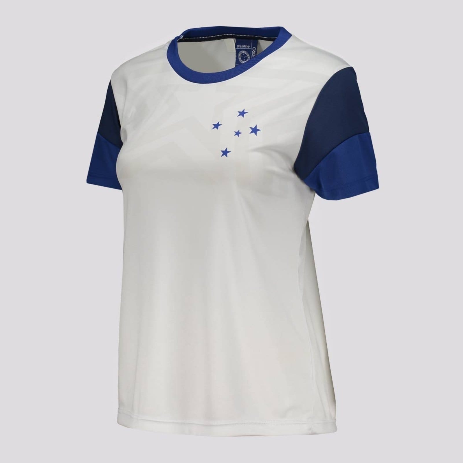 Vista 2 Camisa Cruzeiro Brilhar Feminina Branca braziline branco