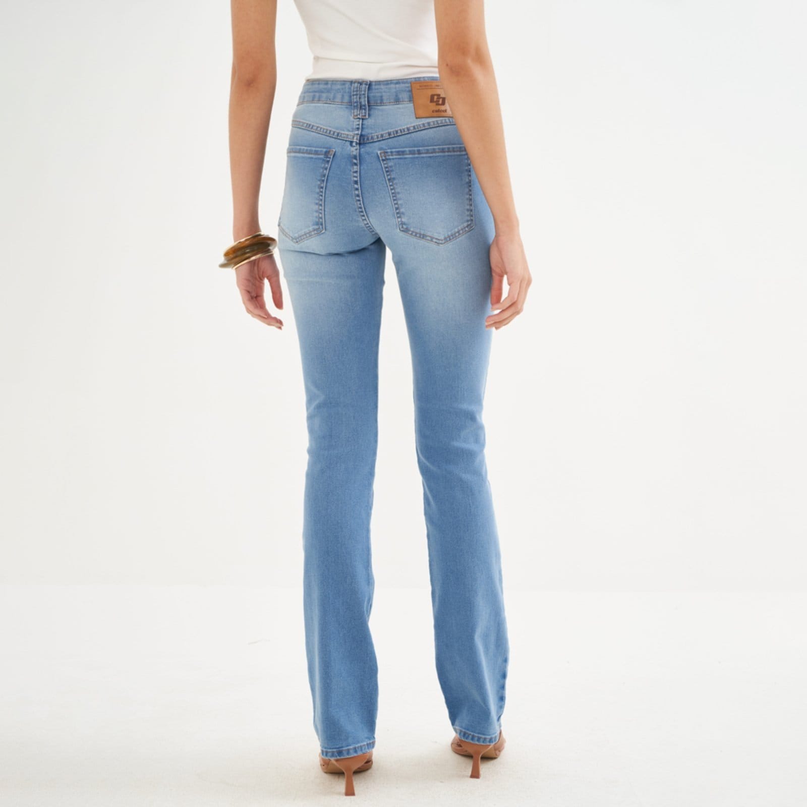 Vista 2 Calça Jeans Colcci Bia Reta Pr26 Feminino Colcci azul