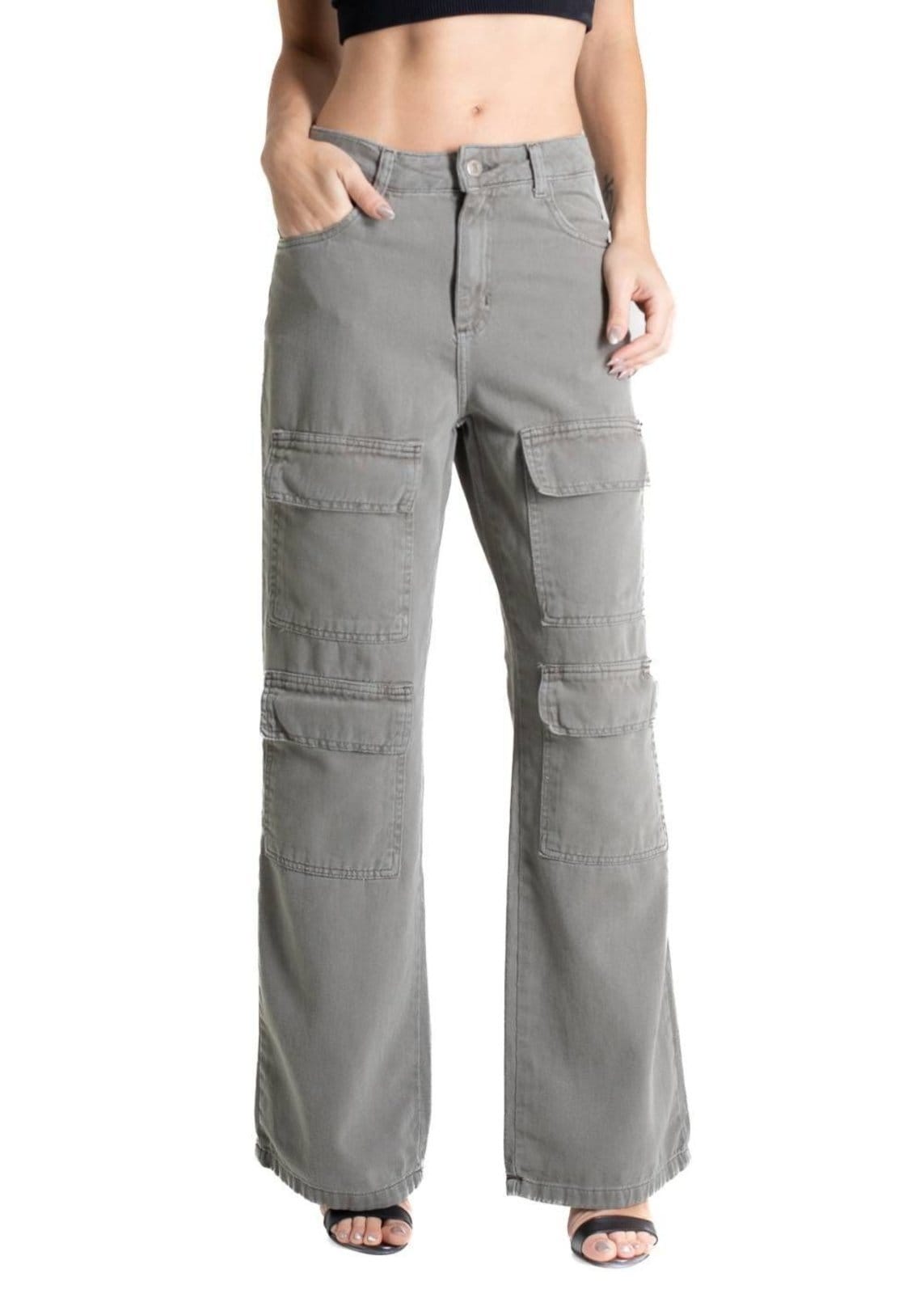 Vista principal Calça Sarja Sawary Wide Leg - 281087 Sawary verde