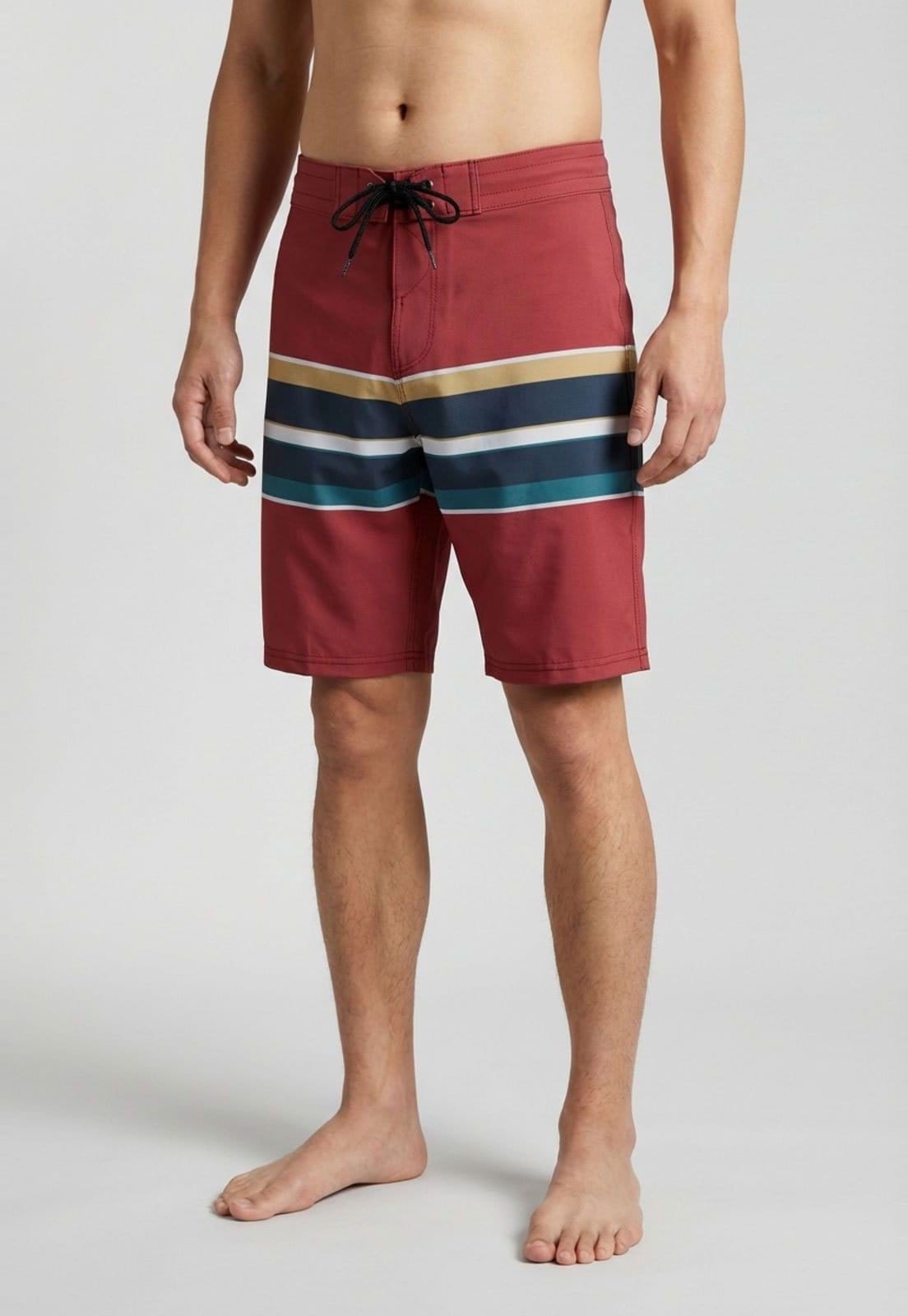 Vista principal Boardshort Masculino Vissla Freelap Listrado Vissla vermelho