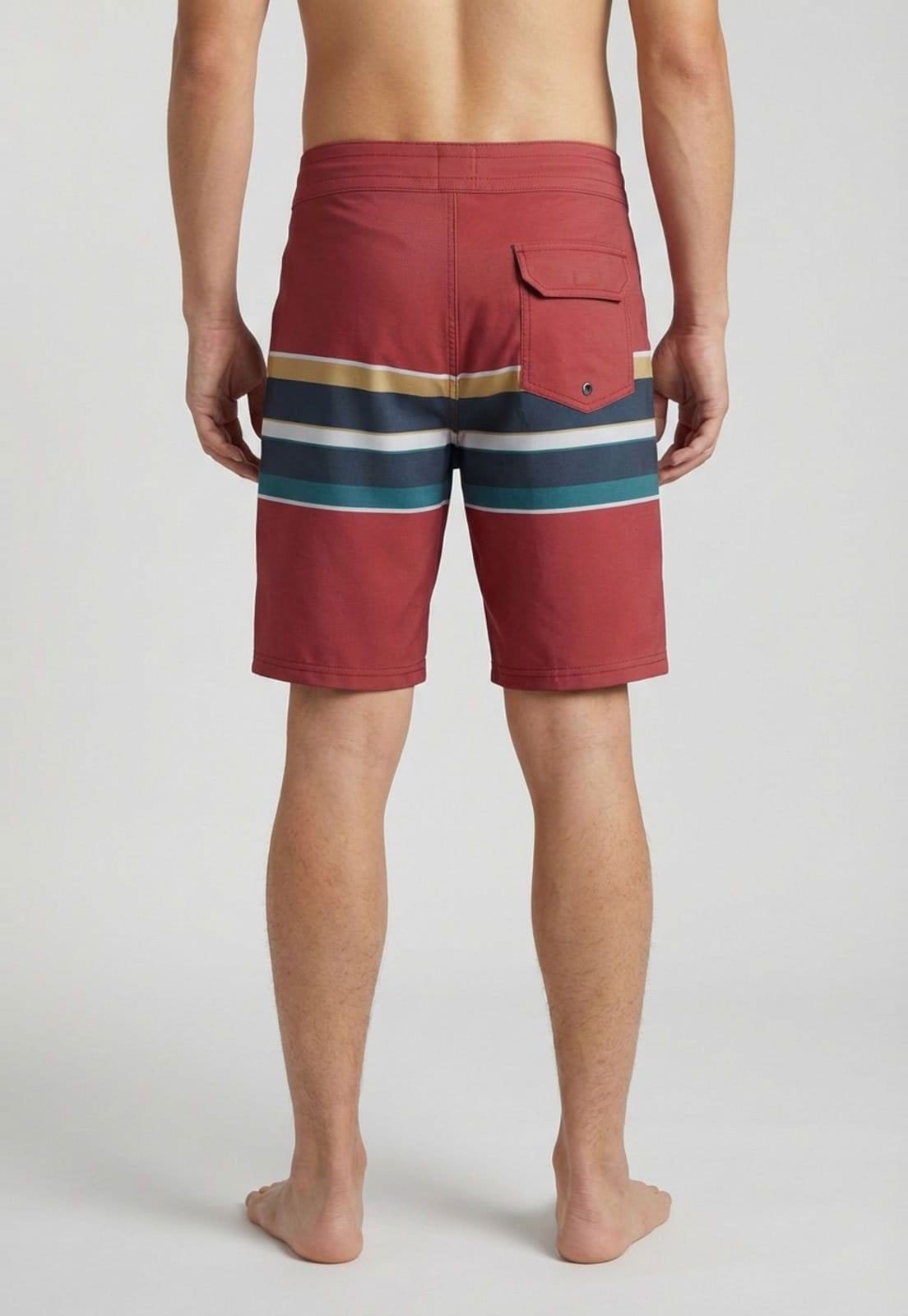 Vista 2 Boardshort Masculino Vissla Freelap Listrado Vissla vermelho