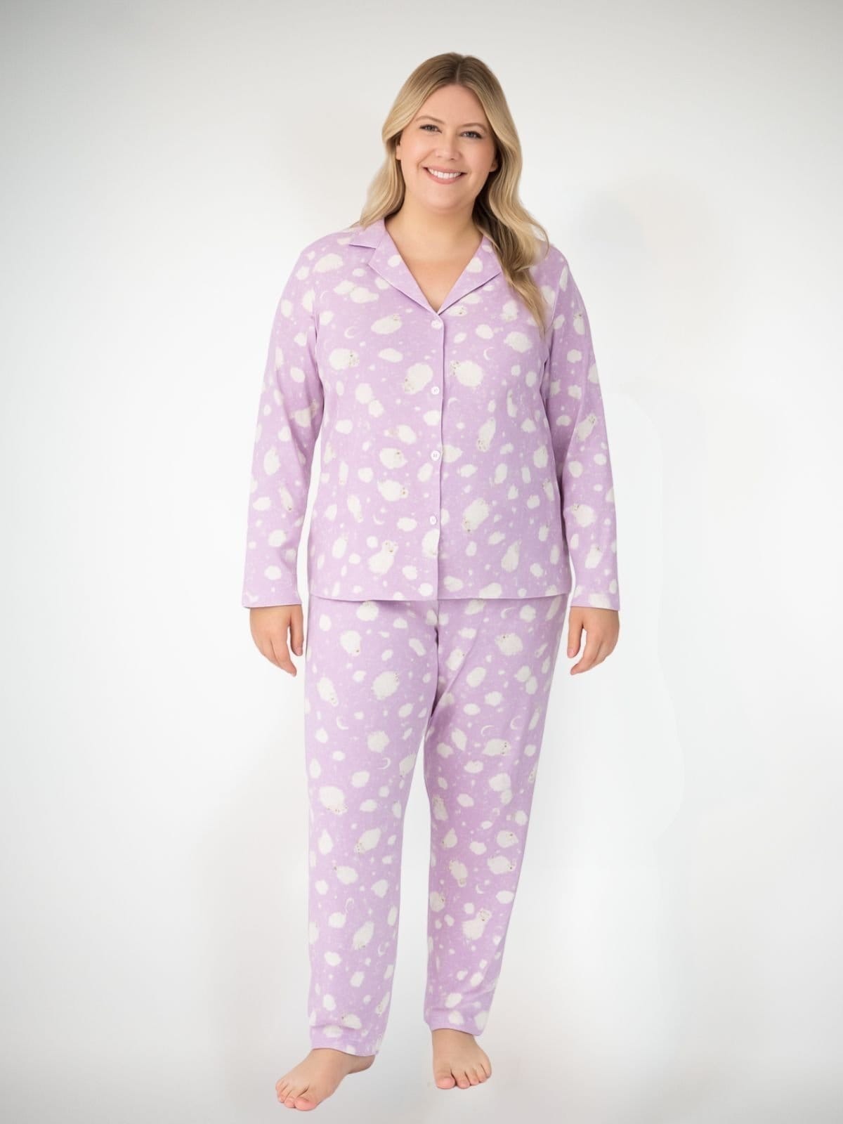 Pijama Algodão Plus Size Americano Longo Amanda - Ovelha
