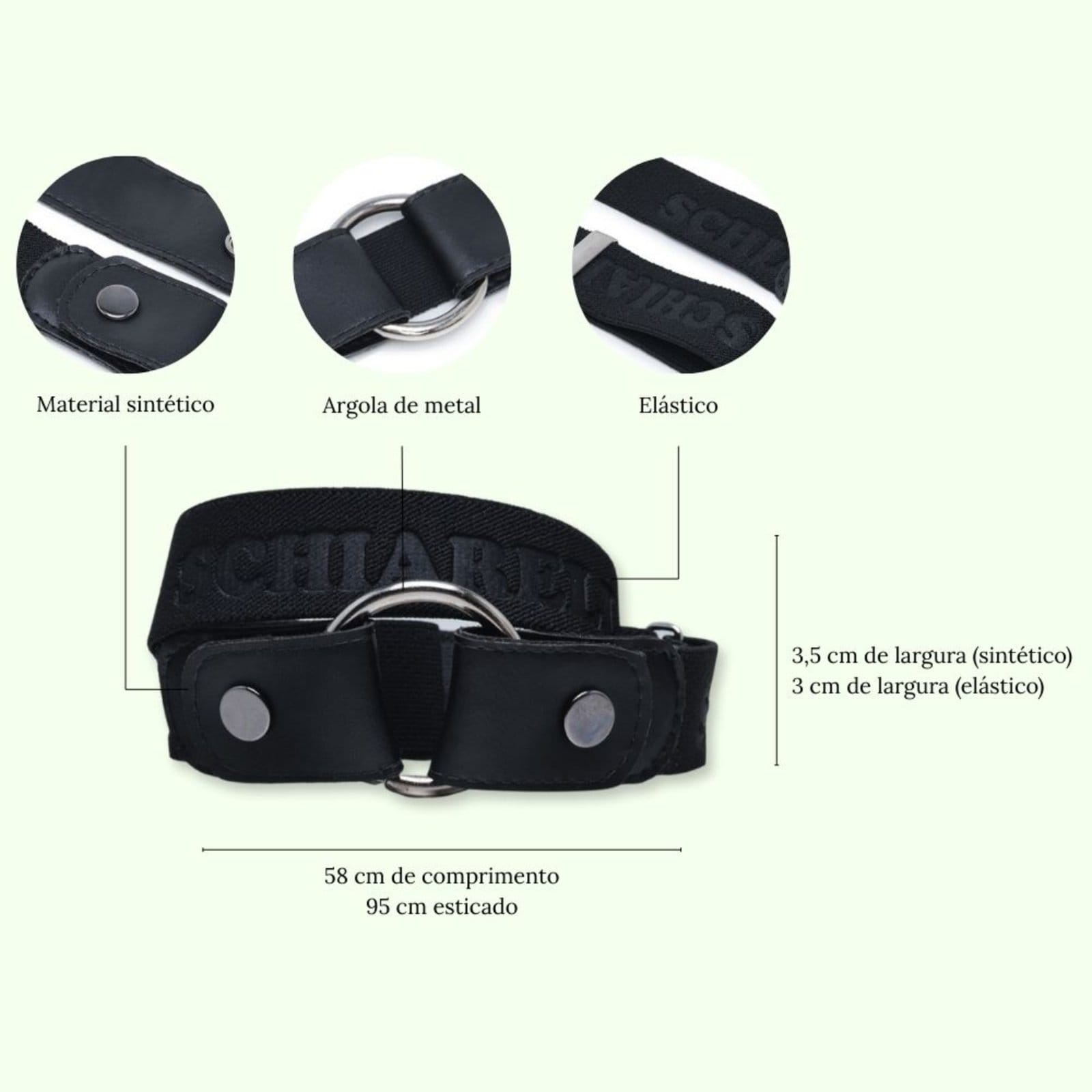 Cinto Sem Fivela Unissex Elástico Botão Esportivo Casual Schiareli 230 - 2