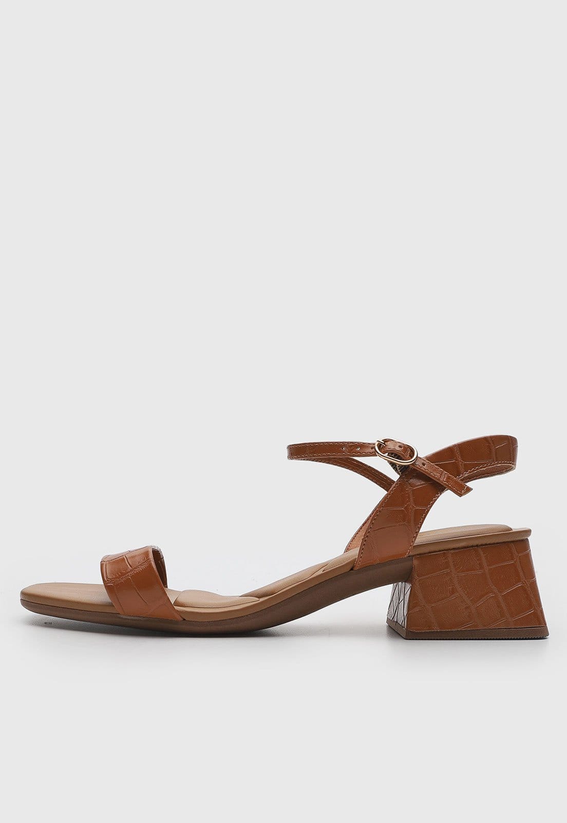 Sandália Feminina cê Salto Bloco Croco