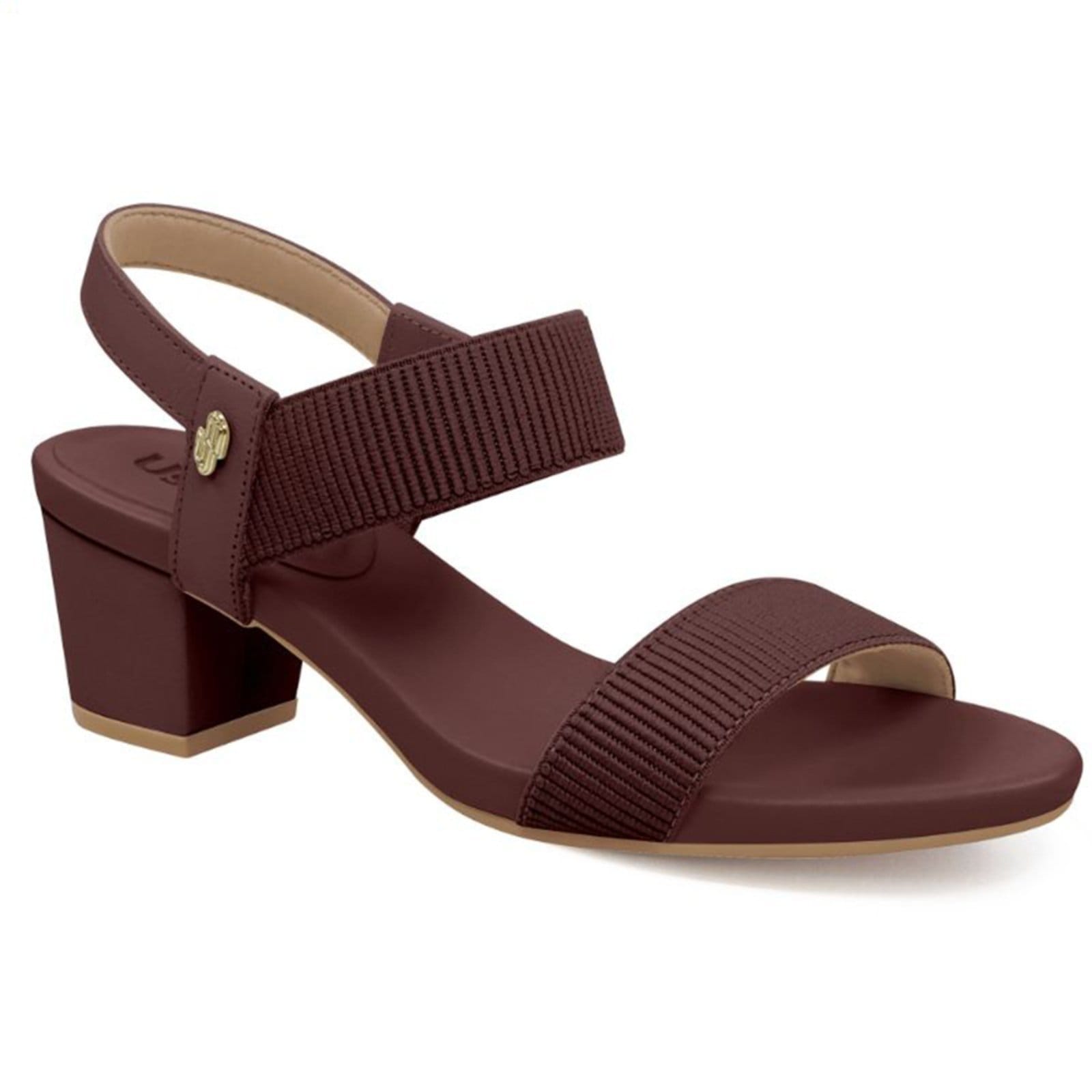 Sandália Salto Bloco Usaflex Elástico Y8204 Conforto Pinhao