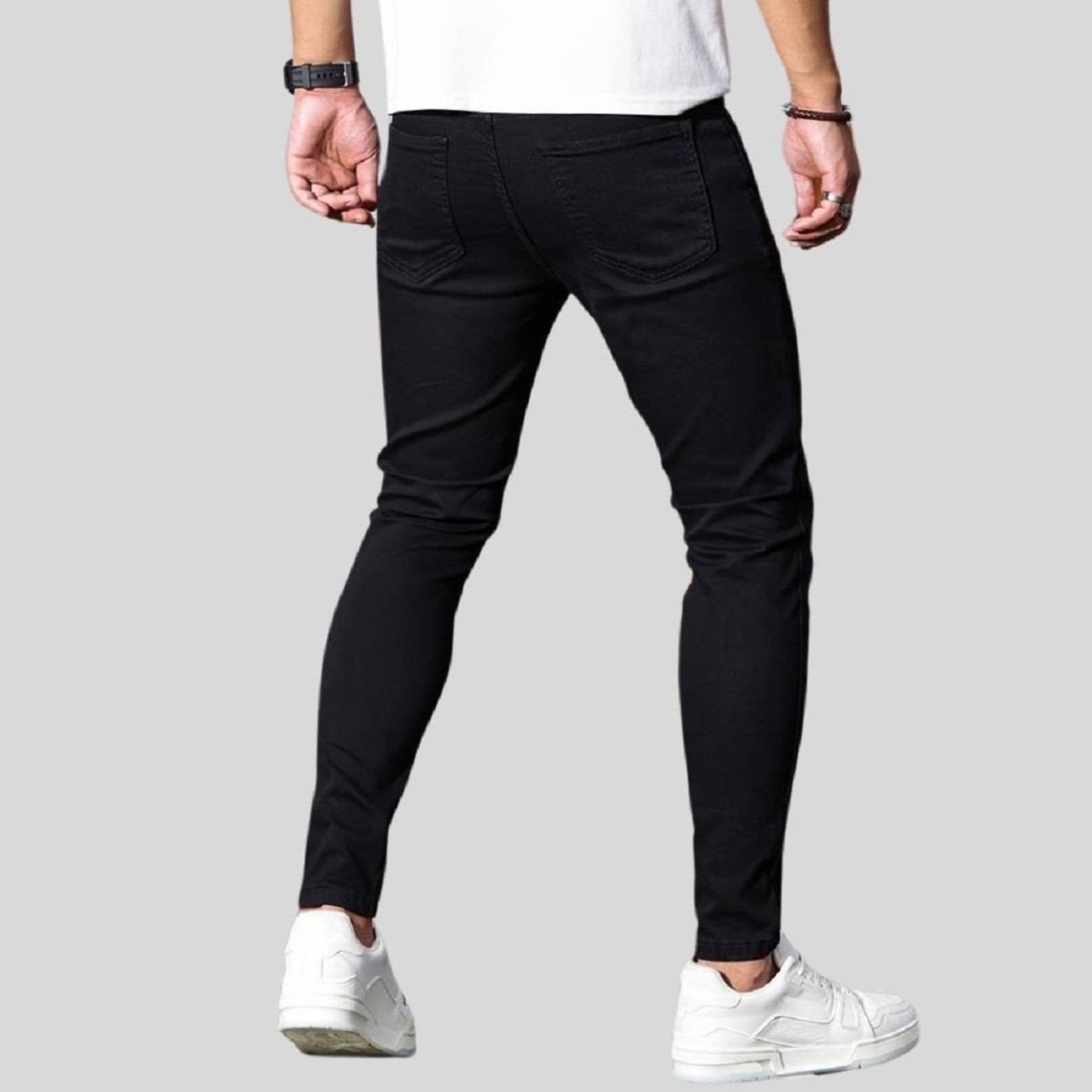 Vista 2 Calça Jeans Masculina Preta Skinny Premium com Elastano e Costura Reforçada Preta TEX JEANS preto