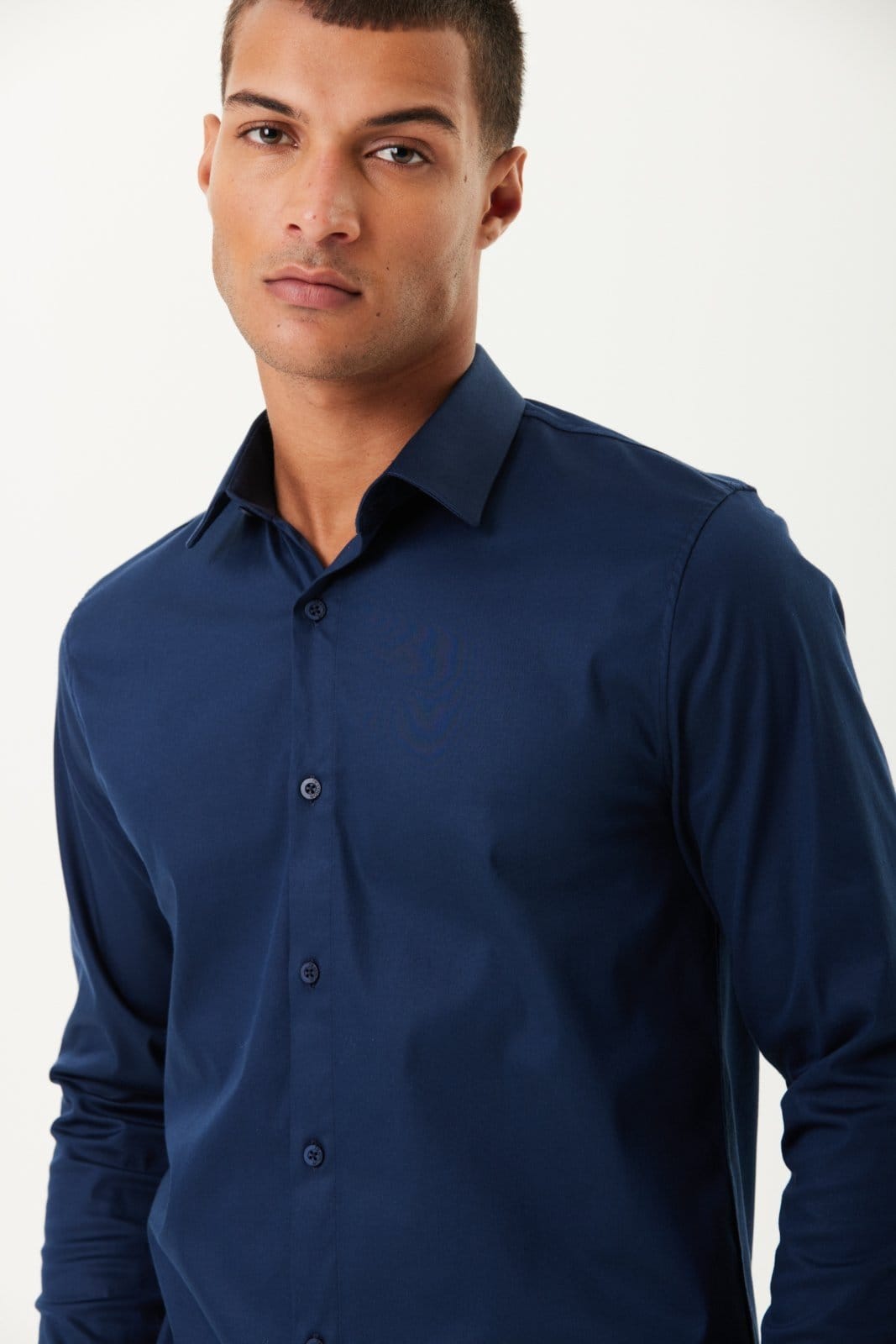 Vista principal Camisa Traymon Regular Algodão Egípcio Marinho Traymon azul marinho