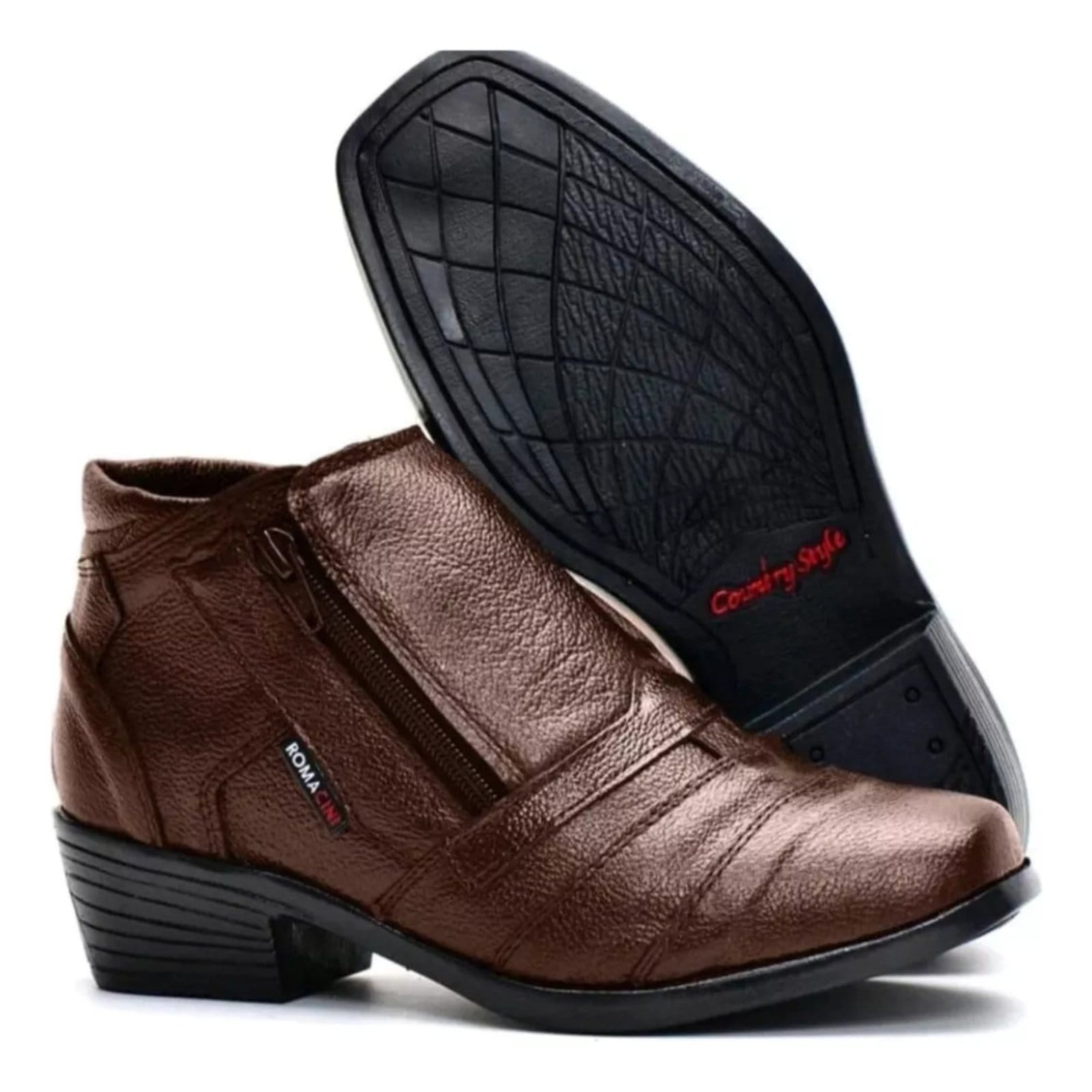 Botina Social Bota De Couro Casual Lavini Com Abertura Ziper