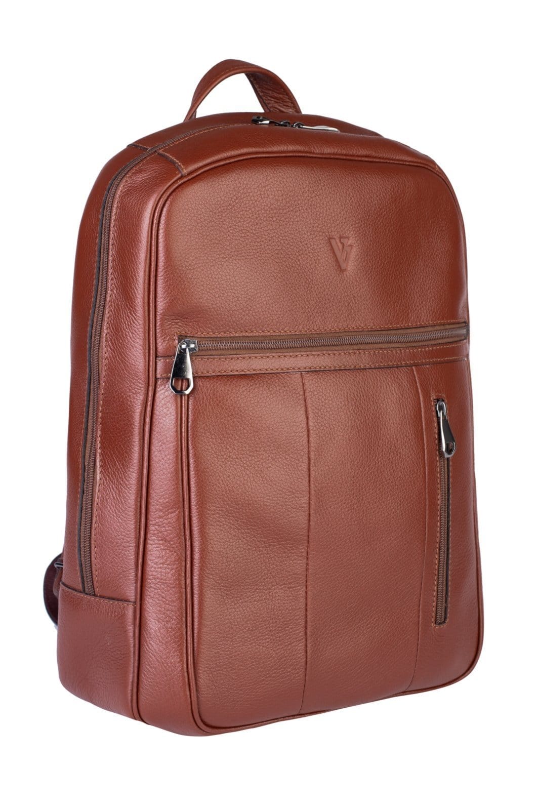 Vista 2 Mochila Vira Vento Masculina Em Couro Para Notebook Murilo - Pinhão Vira Vento café