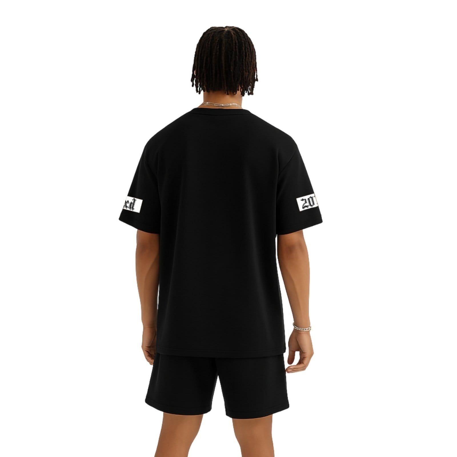 Vista 2 Conjunto Camiseta Oversized e Bermuda Moletinho Estampado Rlxd 2019 Relaxado preto