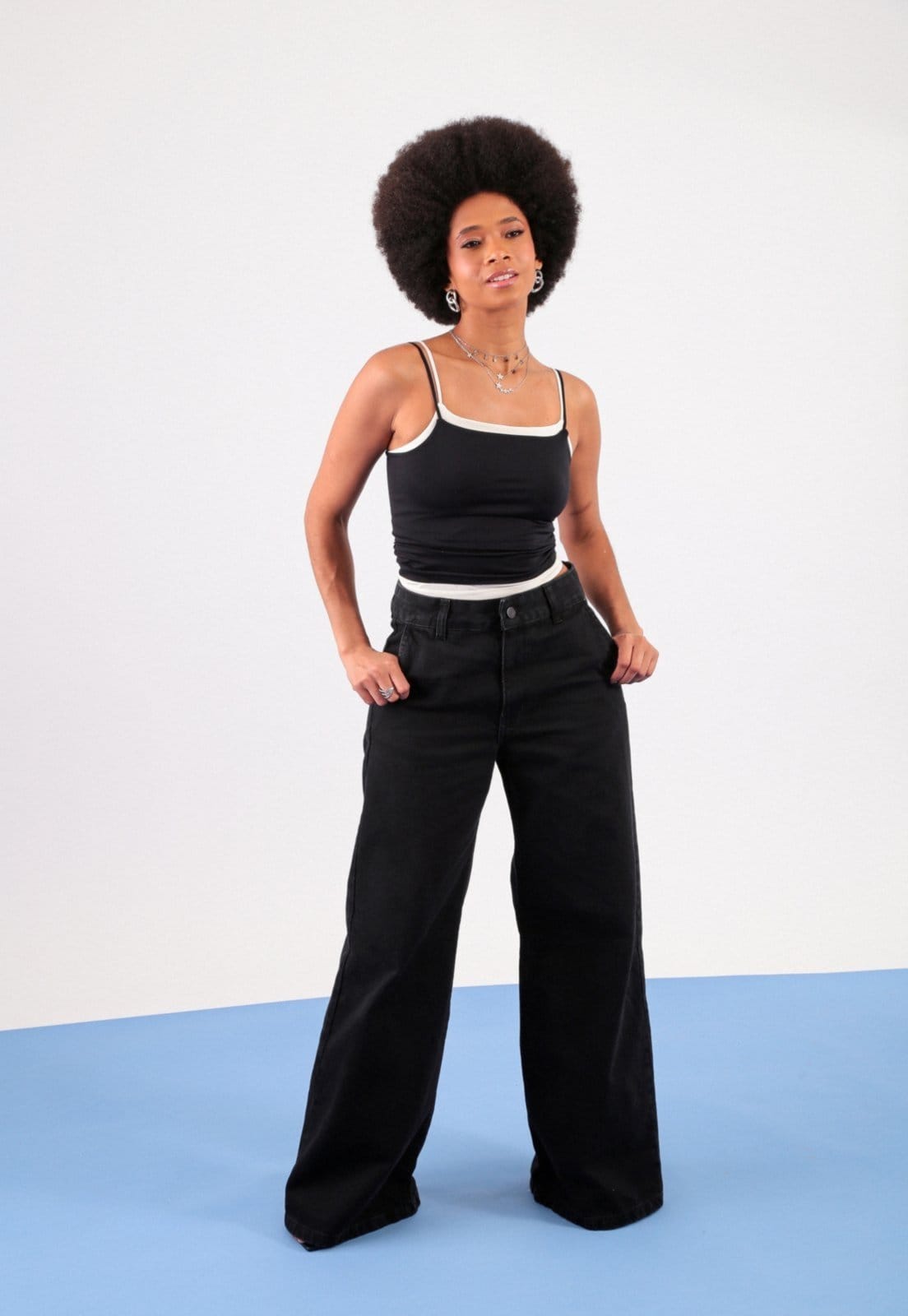 Calça Jeans Pop Me Wide Leg Bolso-Faca