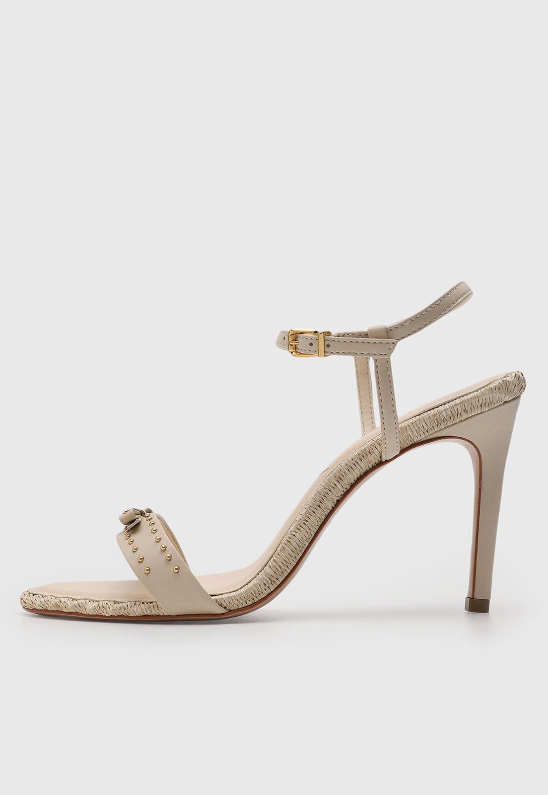 Sandália Feminina Vicenza Salto Alto Pedrarias Bege