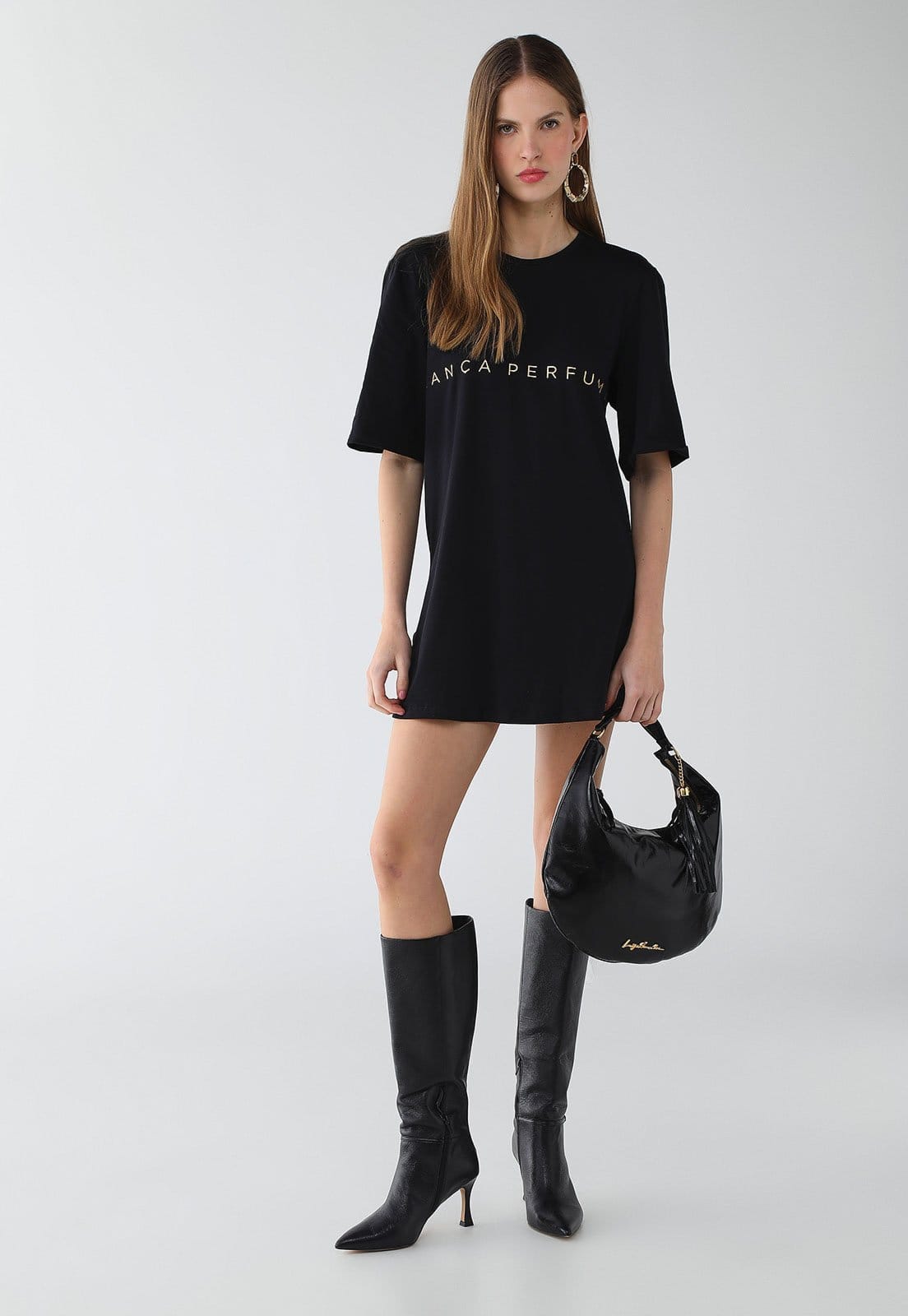 Vista 2 Vestido Feminino Lança Perfume T-Dress Logo Preta Lança Perfume preto