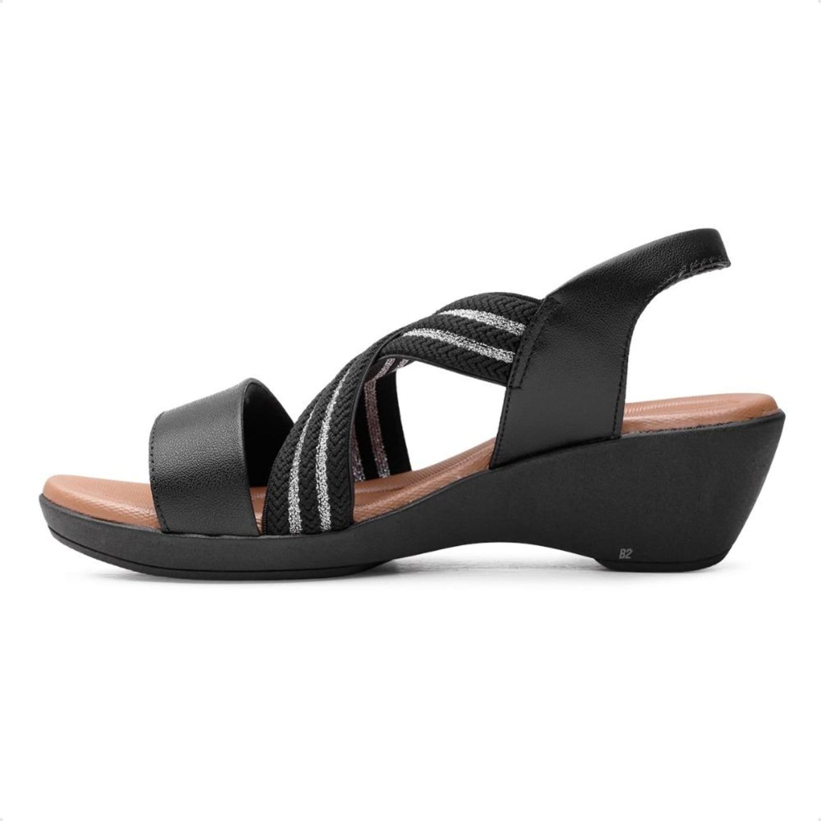 Vista 2 Sandália Usaflex Anabela Elástico Tiras Entrelaçadas Feminina Usaflex preto