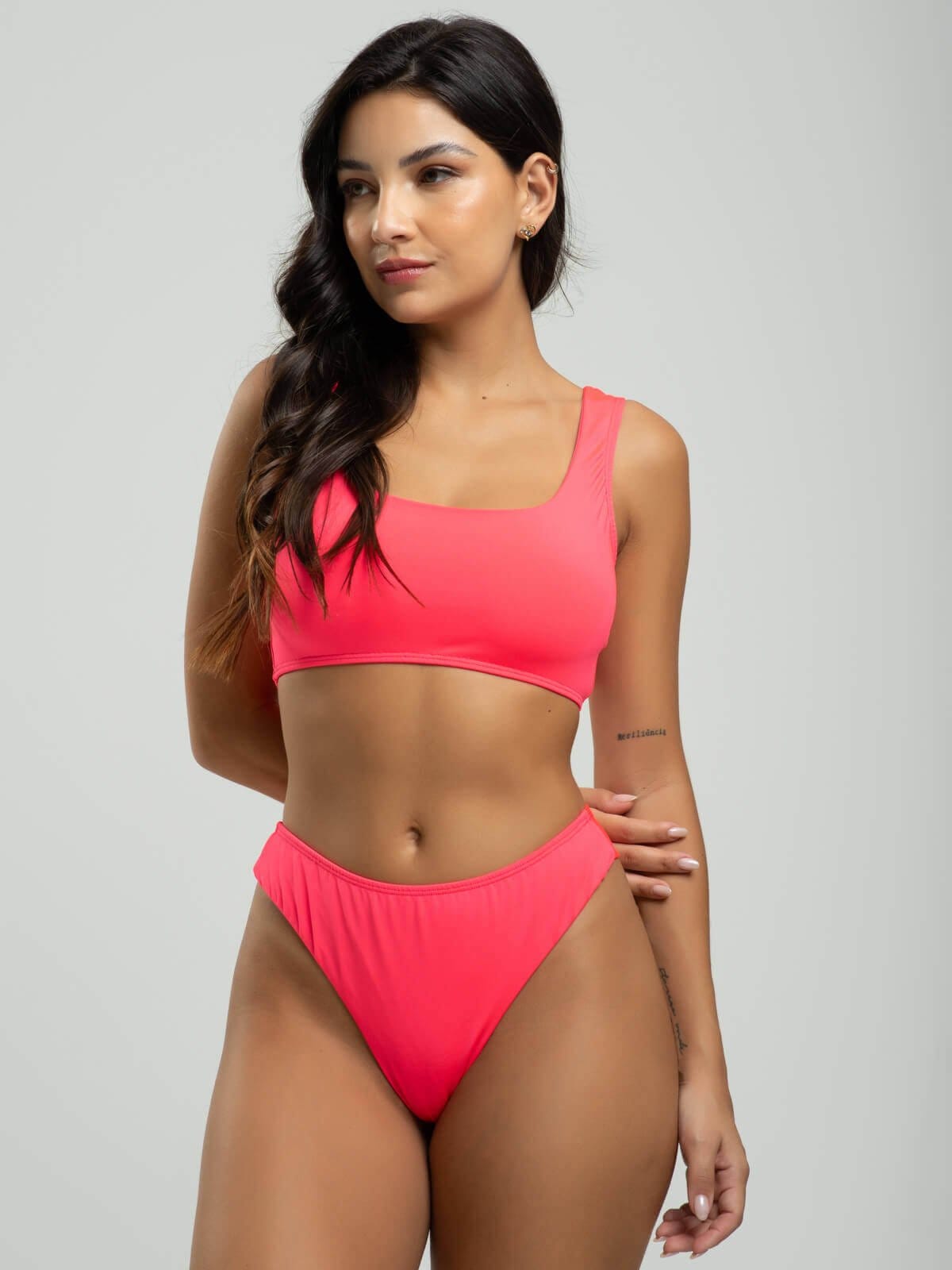 Vista 2 Biquini Regata Calcinha Fio Duplo Bojo Removivel Proteção Uv 50+ Vicbela Rosa Vicbela pink/rosa rosa