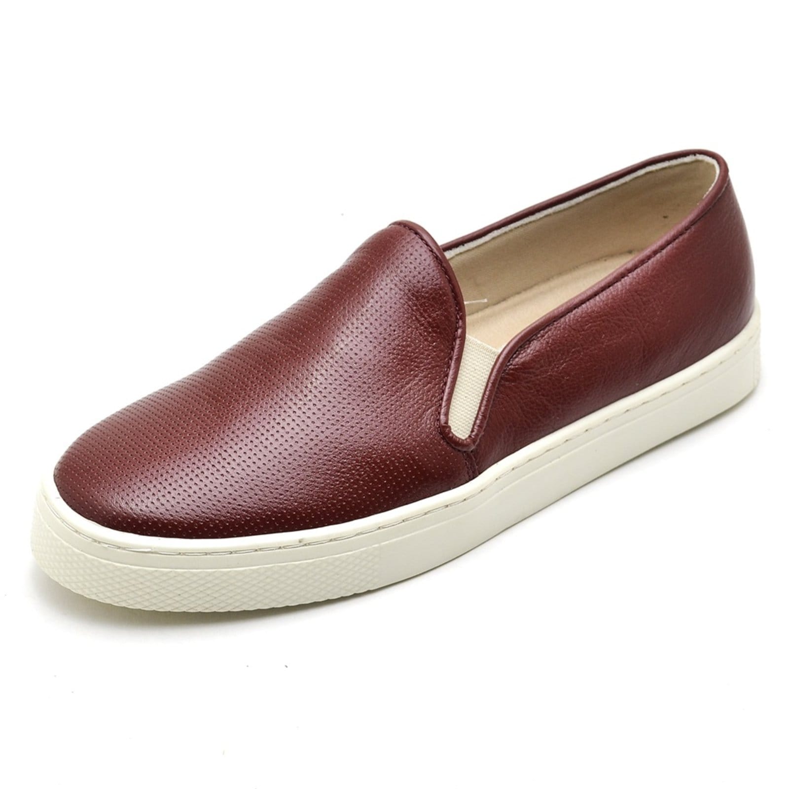 Vista principal Tênis Slip on Casual Iate Em Couro Detalhe Estampa diamante - Jabuticaba Nine4 roxo/unico