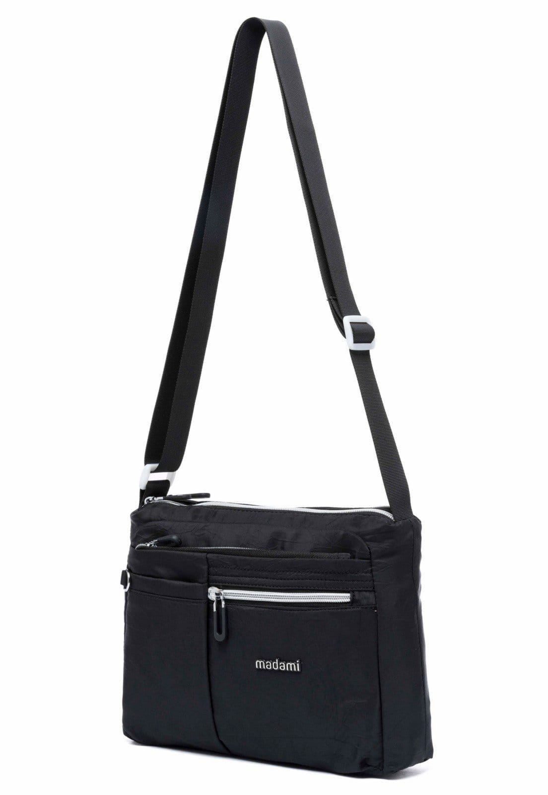 Vista 2 Bolsa Transversal Nécessaire Feminina Moderna Reforçada Madami preto