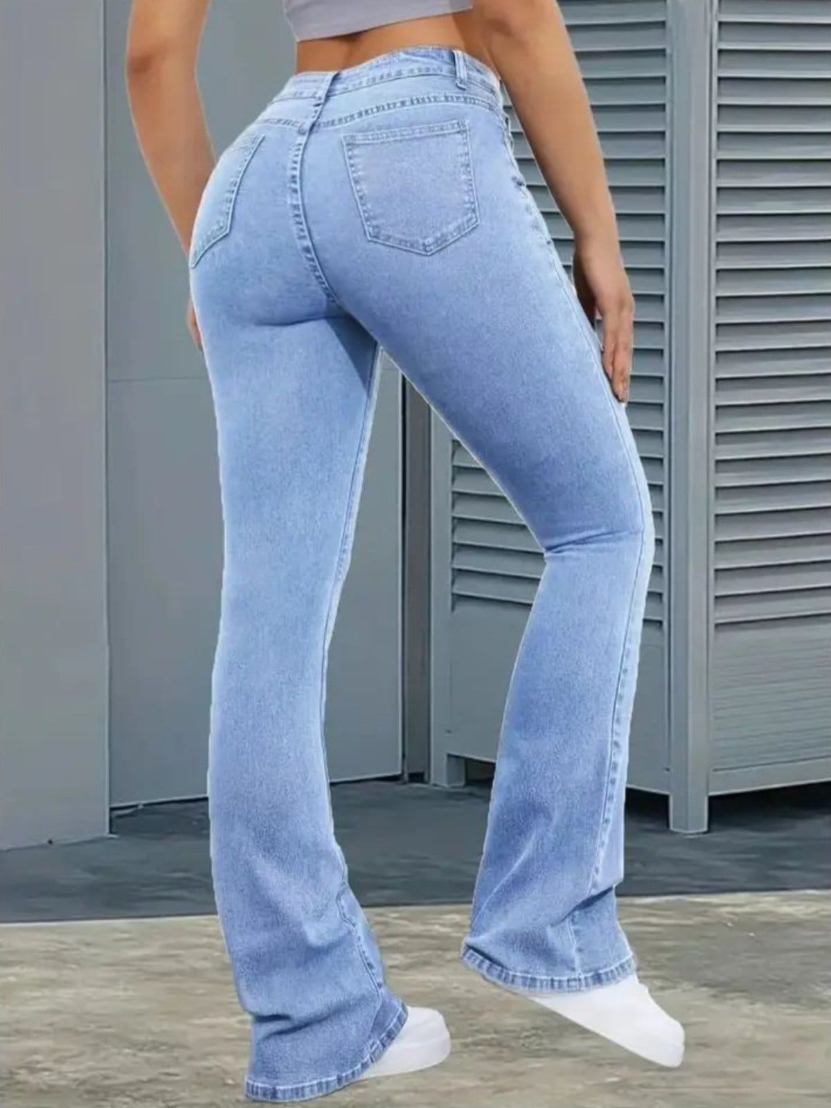 Vista 2 Calça Jeans Kovali Fashion Store Flare Clara com Caimento Impecável e Tecido Premium KOVALI FASHION STORE azul
