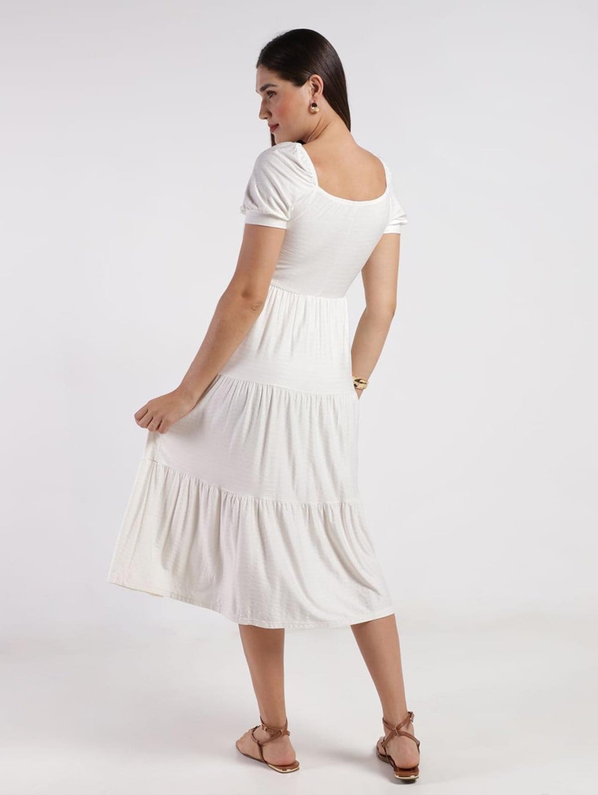 Vista 2 Vestido Midi Autentique Feminino OFF WHITE Autentique off-white white