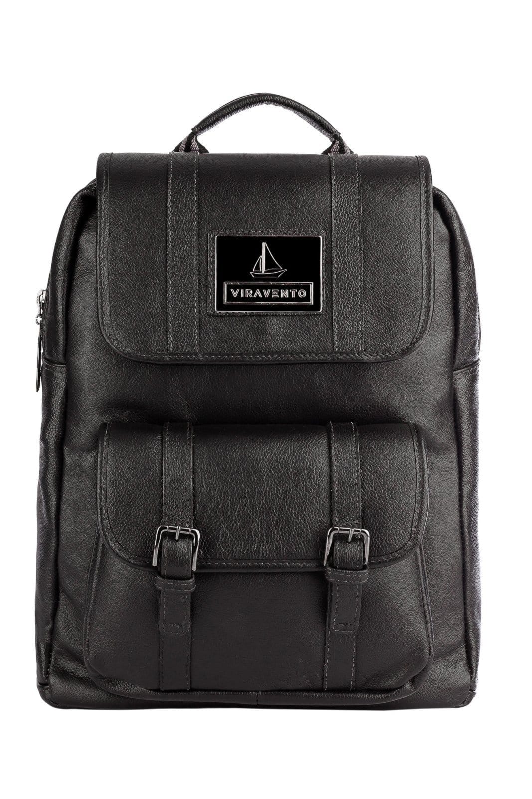 Mochila Vira Vento De Couro Trip - Preta