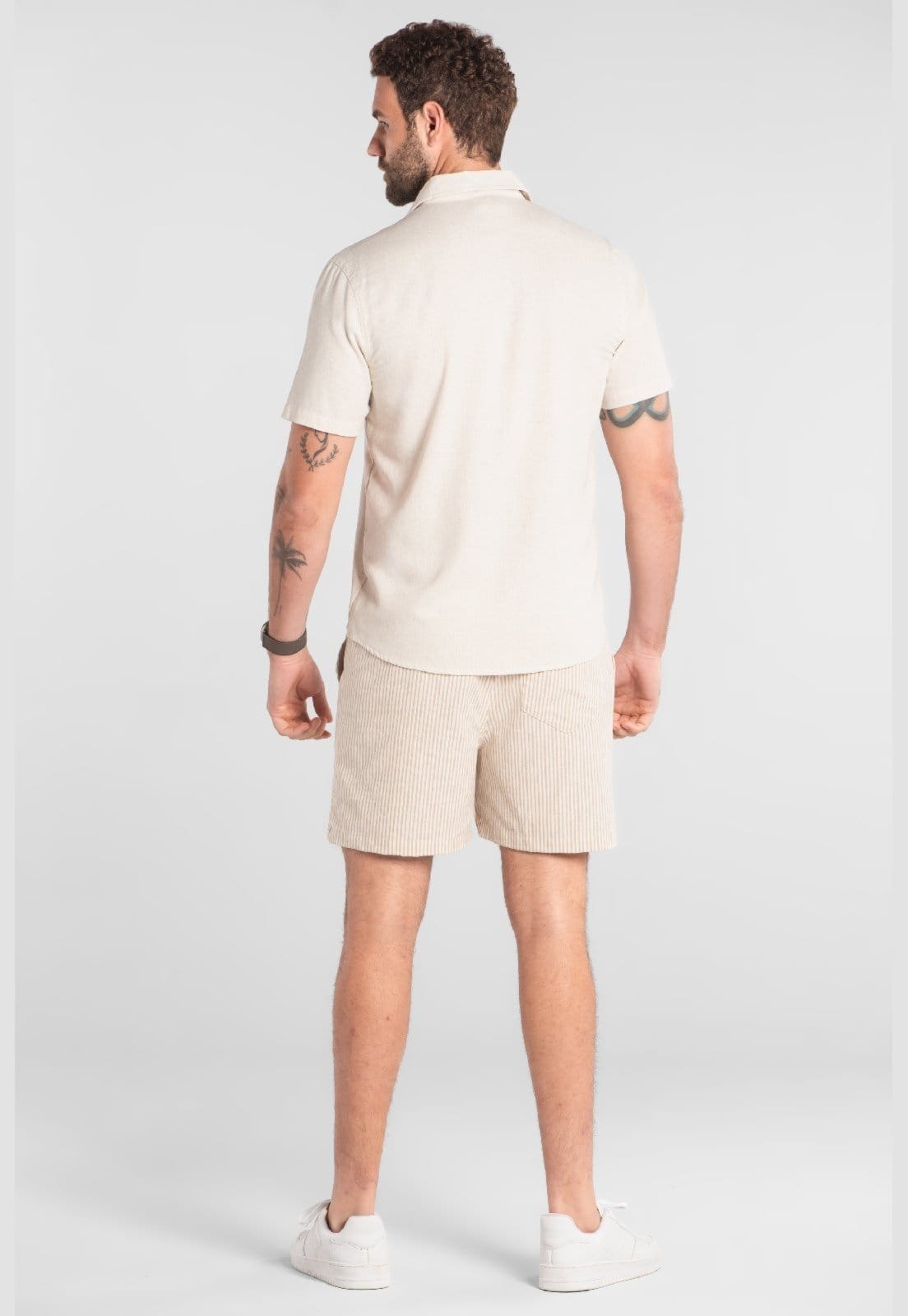 Vista 2 Bermuda Listrada em Algodão The Philippines The Philippines marrom