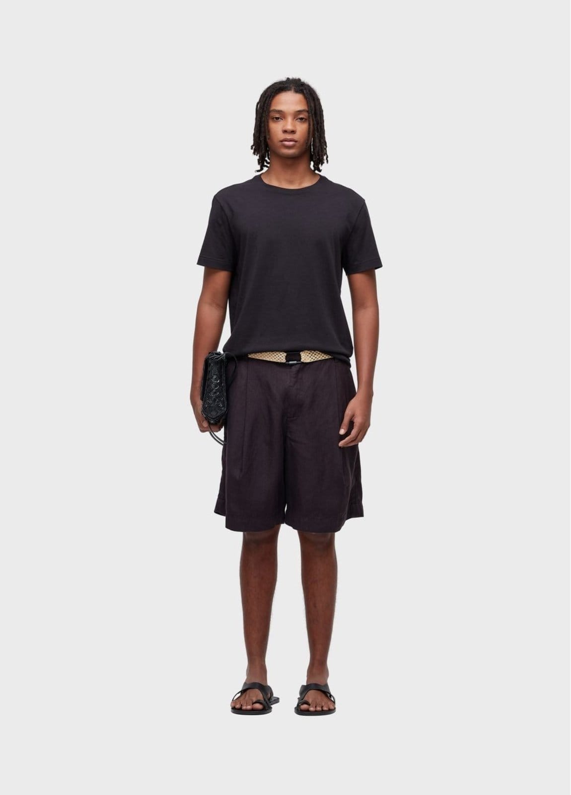 Vista principal Bermuda alfaiataria linen over Osklen preto