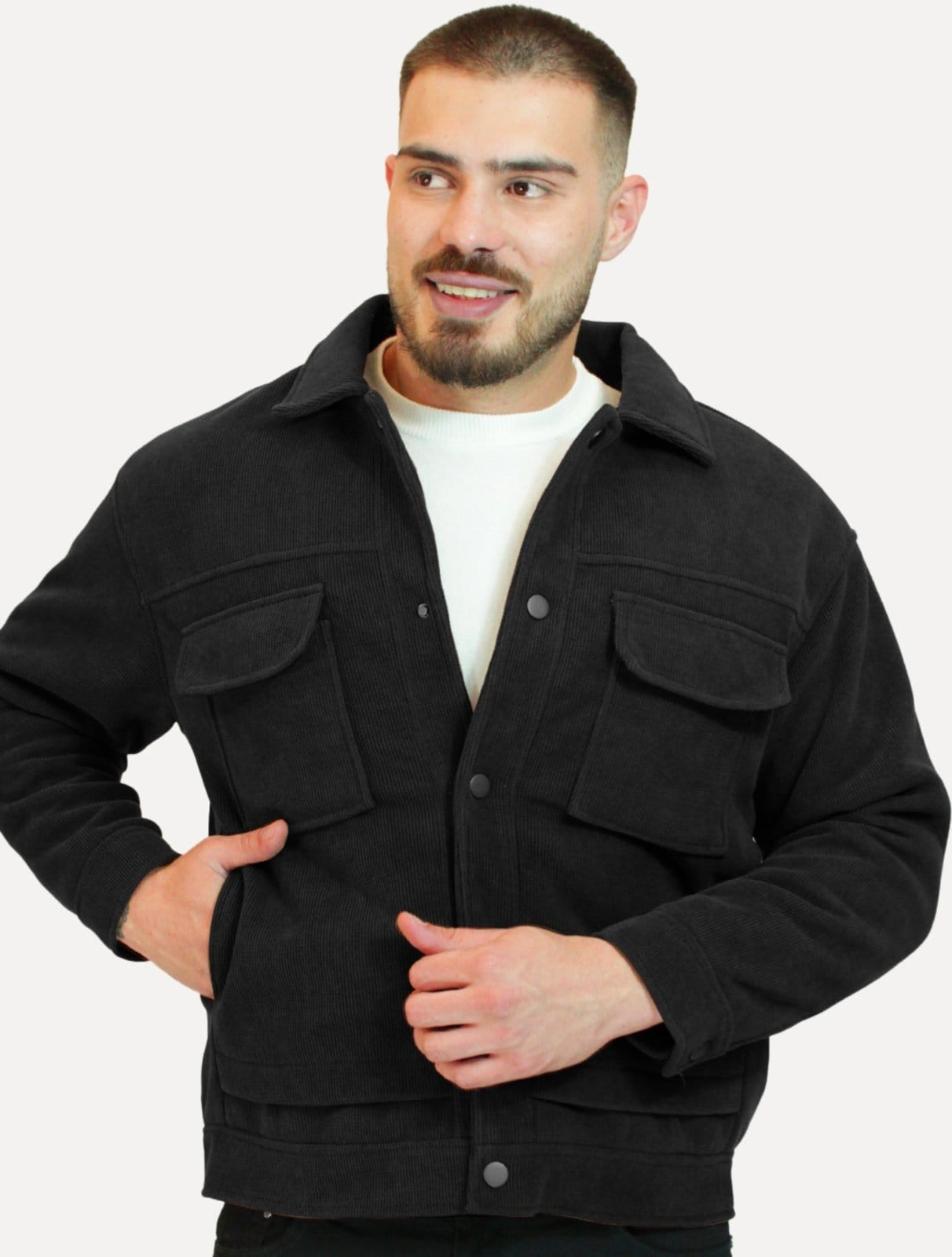 Vista principal Jaqueta Dixen Masculina Veludo Cotelê Pockets Preta Aeropostale preto