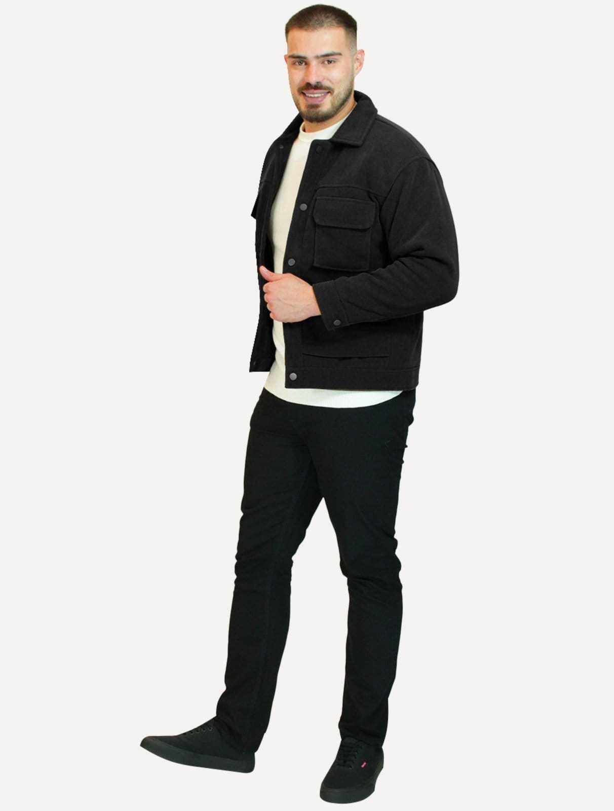 Vista 2 Jaqueta Dixen Masculina Veludo Cotelê Pockets Preta Aeropostale preto