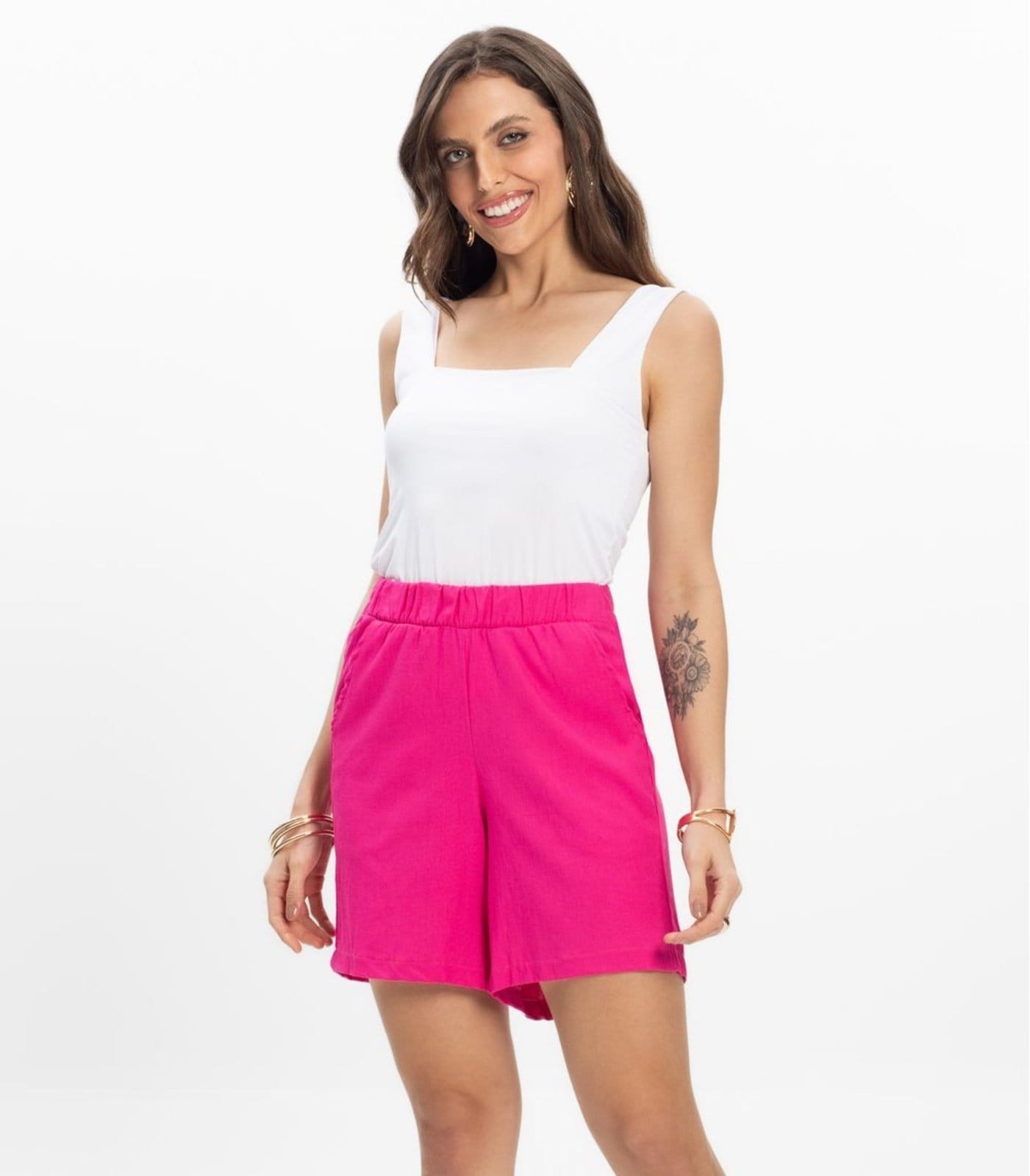 Bermuda Feminina Tecido Linho Rovitex