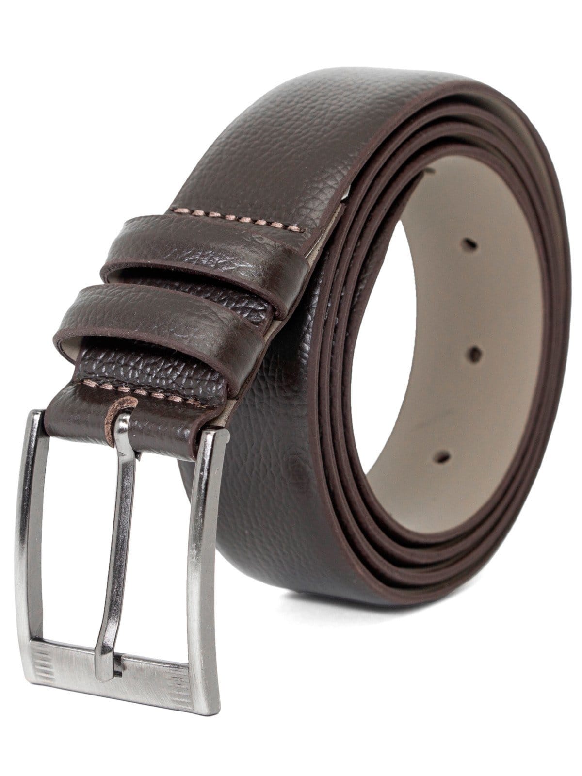 Vista principal Cinto Masculino Fasolo Estreito Social Couro Floater Confortável Café Fivela Prata Fasolo marrom