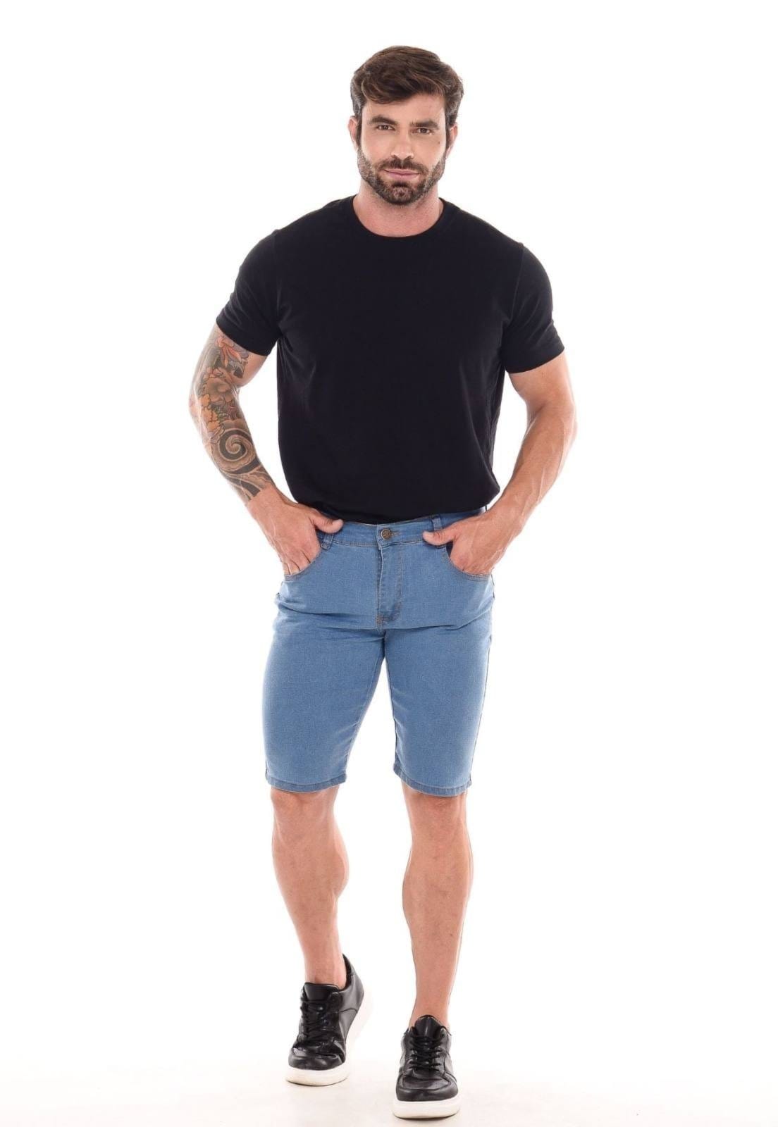 Vista 2 Bermuda Masculina Mys Jeans Dêlave Ethereal Jeans azul