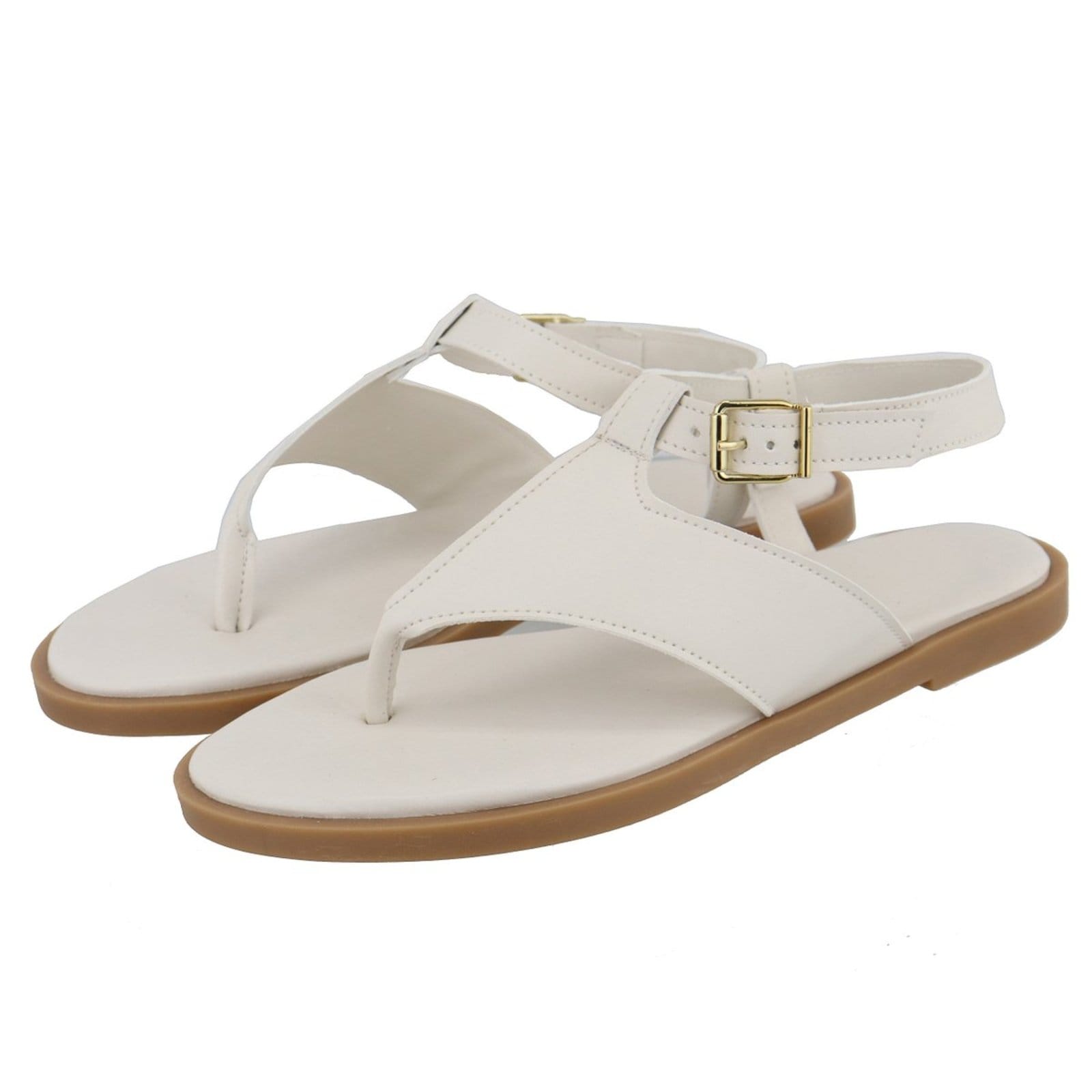 Vista 2 Rasteira Sandália Feminina Dedo Lançamento Off White TELLINI STORE off-white white