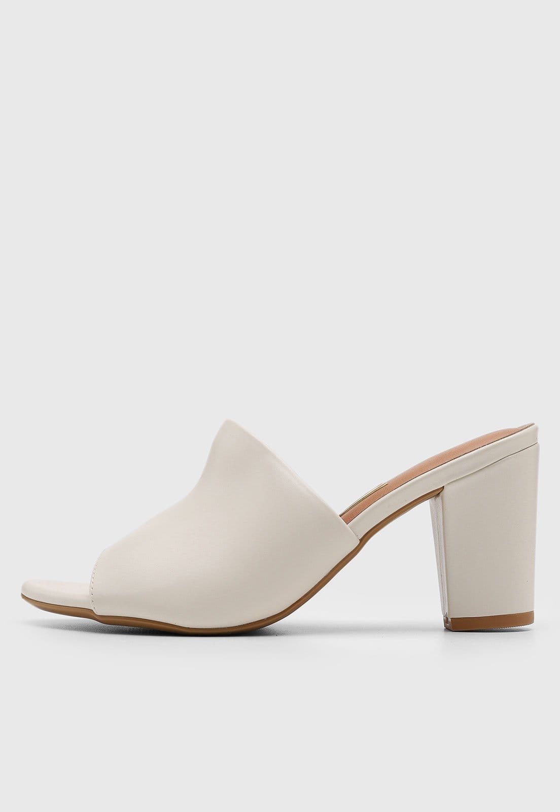 Sandália Feminina Vizzano Salto Bloco Bico Redondo Off-White