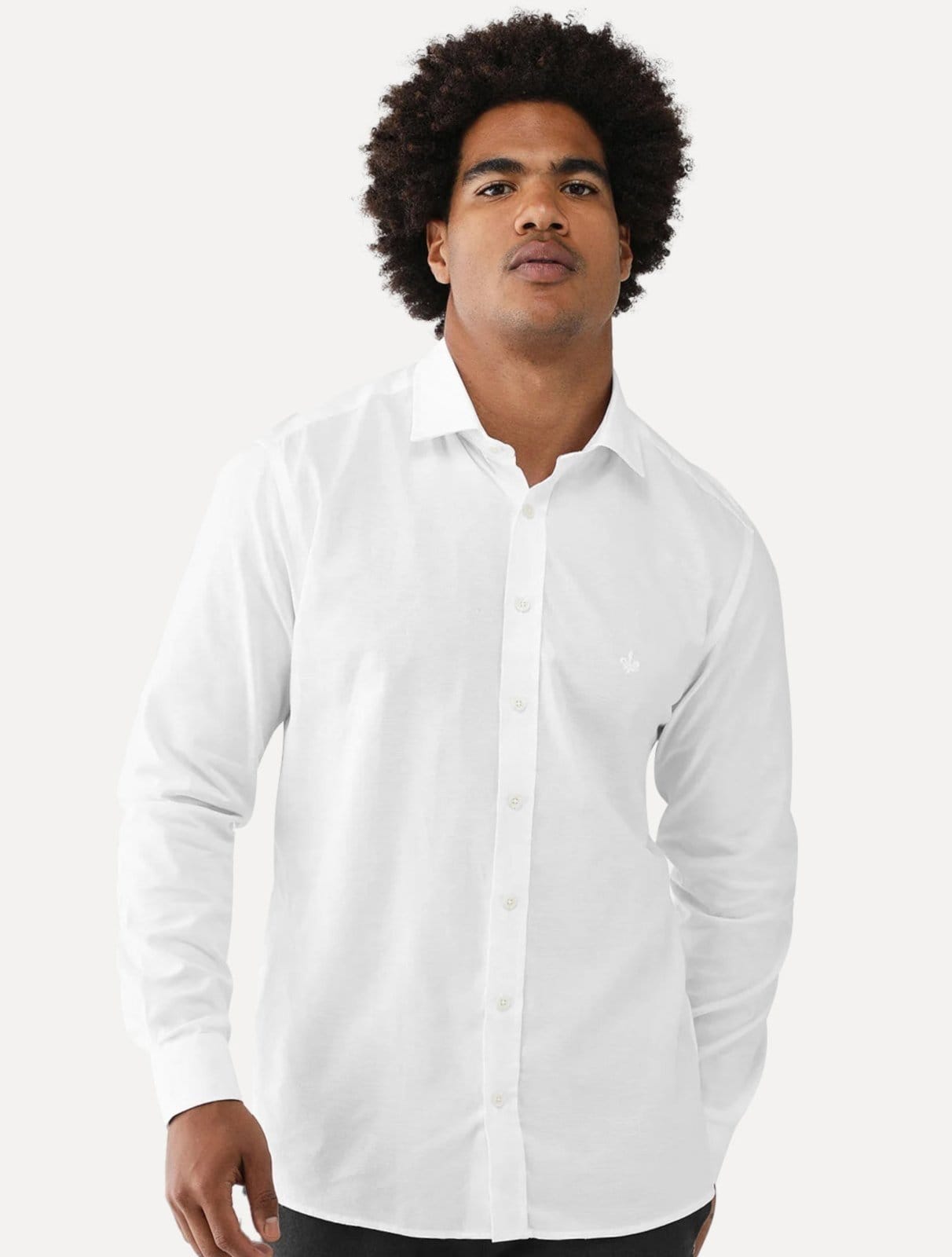 Vista principal Camisa Dudalina Masculina Slim Fitt Superfine Cotton Light Logo Lisa Branca Dudalina branco