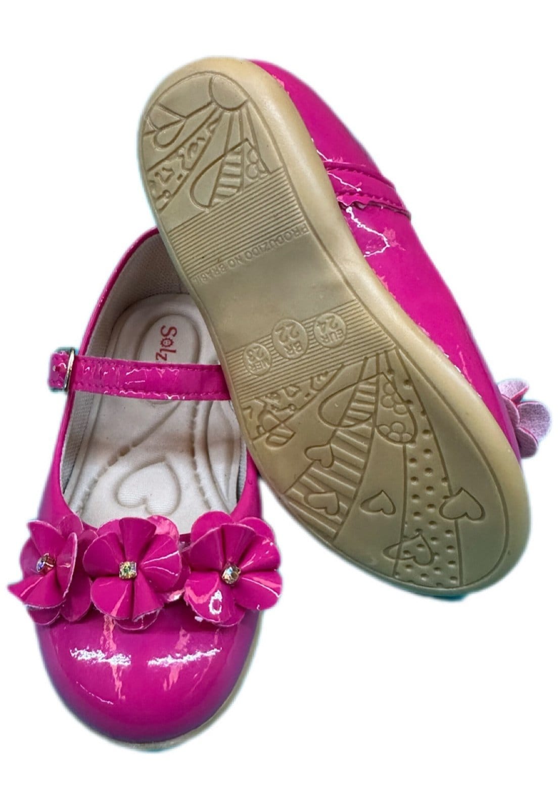 Vista 2 Infantil - Sapatilha Rasteira Verniz Solzim Enfeite floral SOLZIM CALÇADOS pink