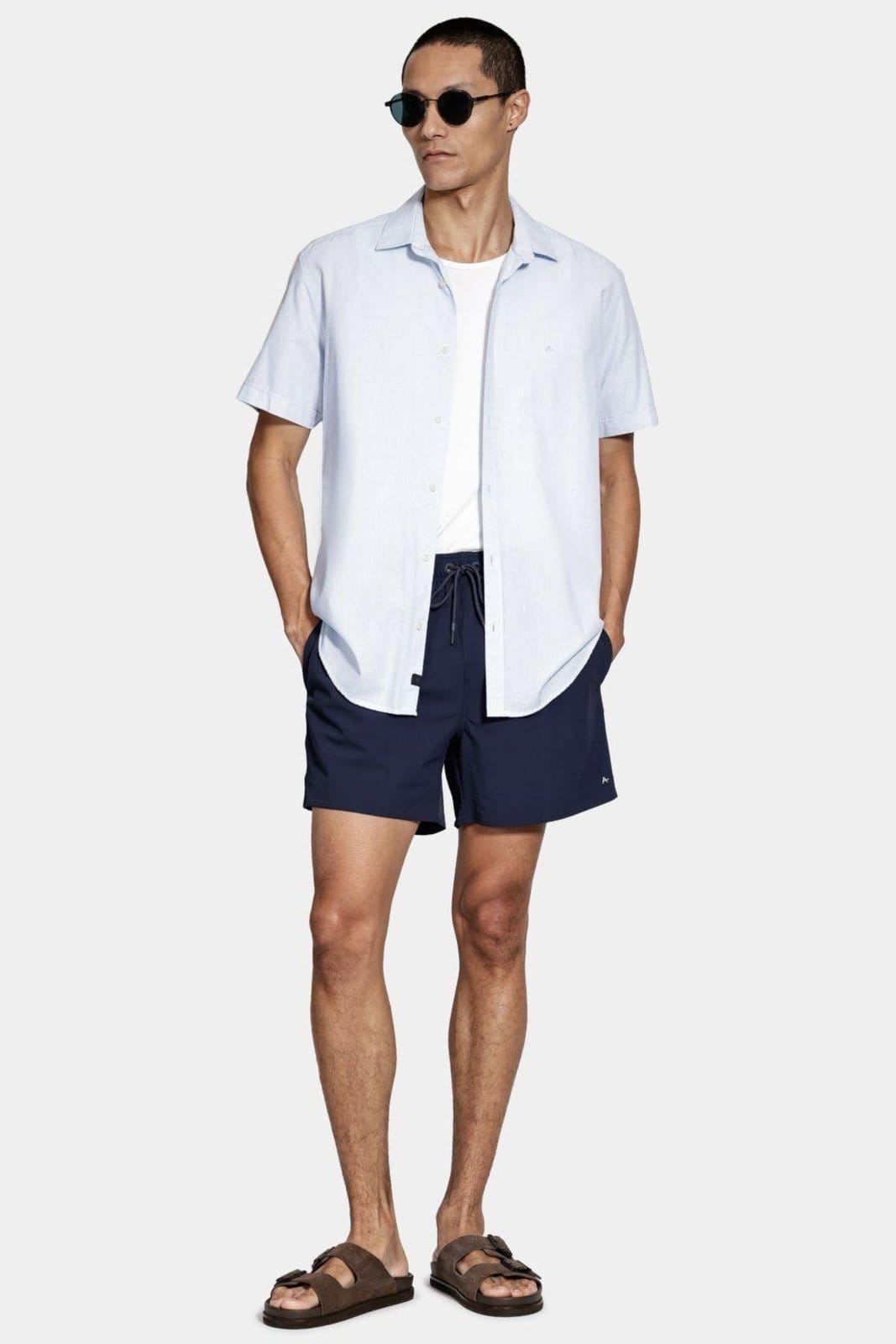 Vista 2 Shorts Aramis de Elástico Liso Maquinetado Marinho Aramis azul marinho