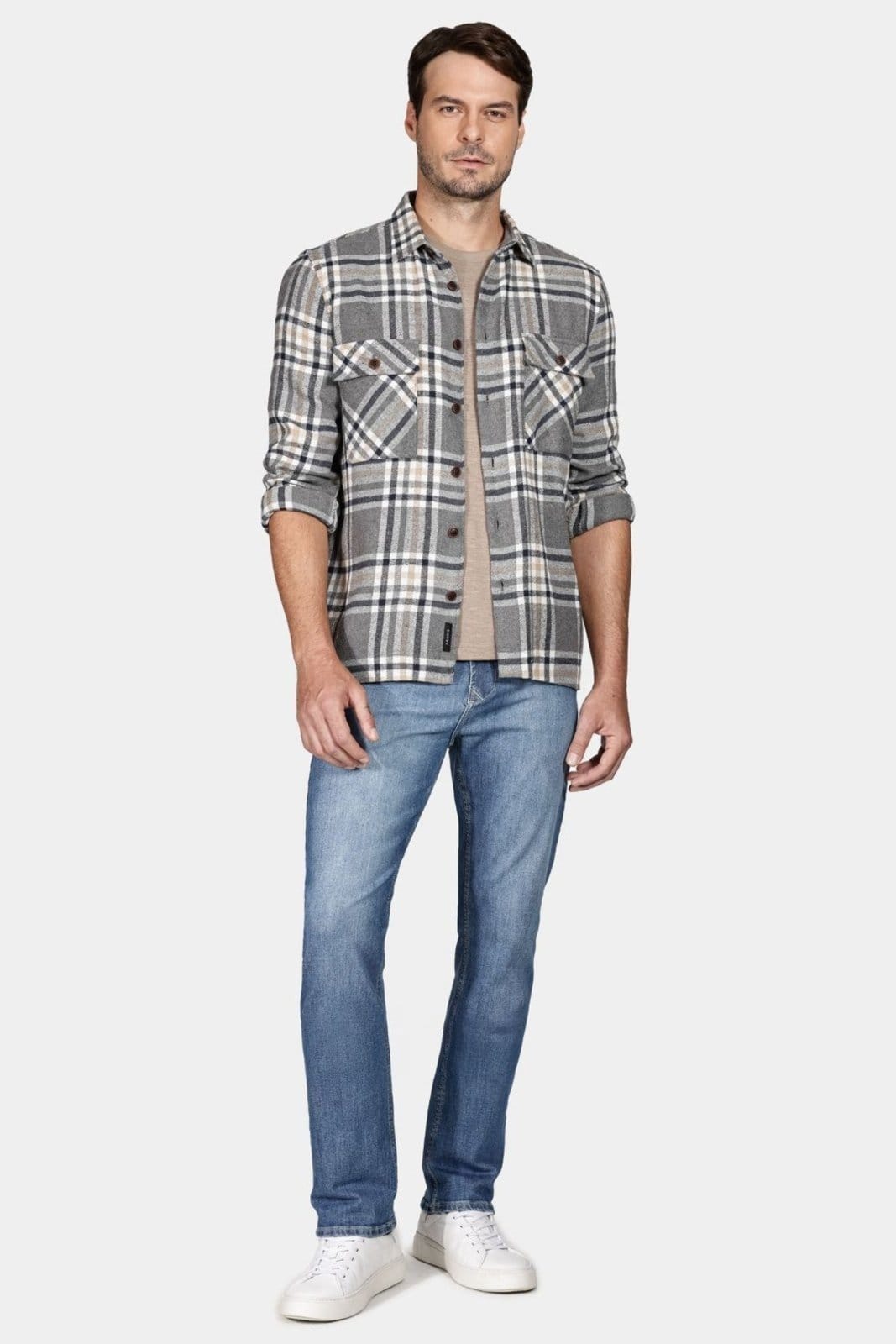 Vista 2 Camisa Aramis Overshirt Flanela Xadrez Aramis cinza