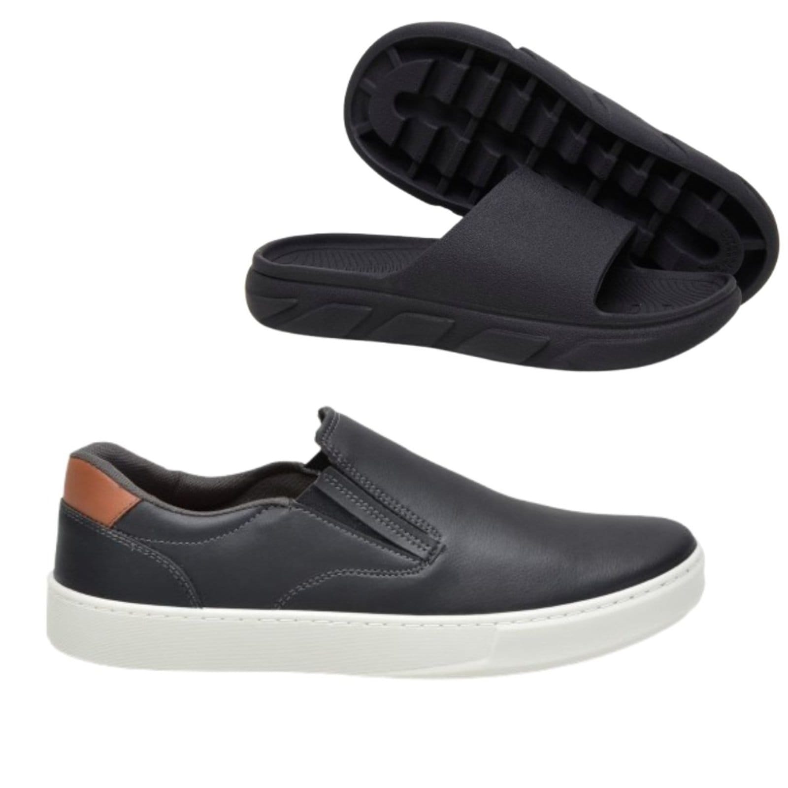 Kit Sapato Masculino Veritimo Sapatenis Slip On Casual Versátil Leve E Chinelo Slide