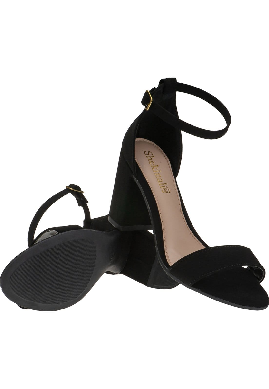 Vista 2 Sandália Feminina Salto Alto Grosso Shekinah Festa Saltinho Bloco Social Shekinah preto