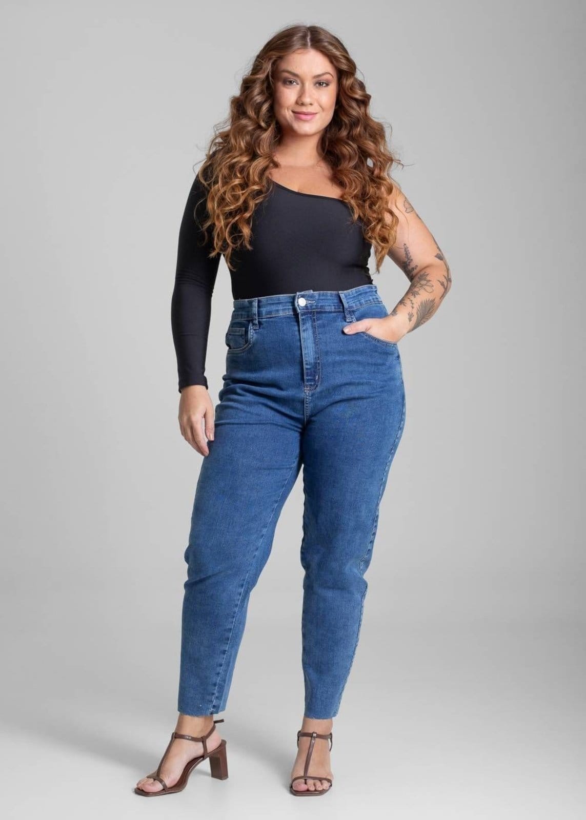 Vista 2 Calça Jeans Sawary Plus Size Mom - 282086 Sawary azul