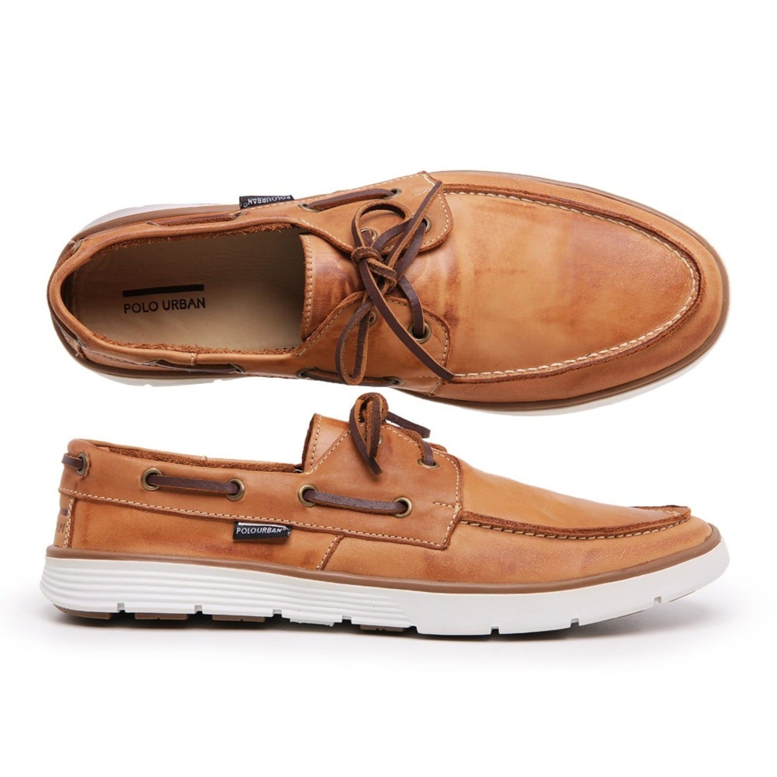 Vista 2 Mocassim Masculino Dockside Verão Whisky Lavini Shoes laranja