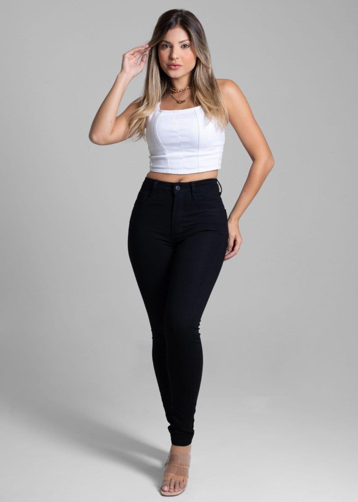 Vista 2 Calça sarja feminina super lipo - 264741 Sawary preto