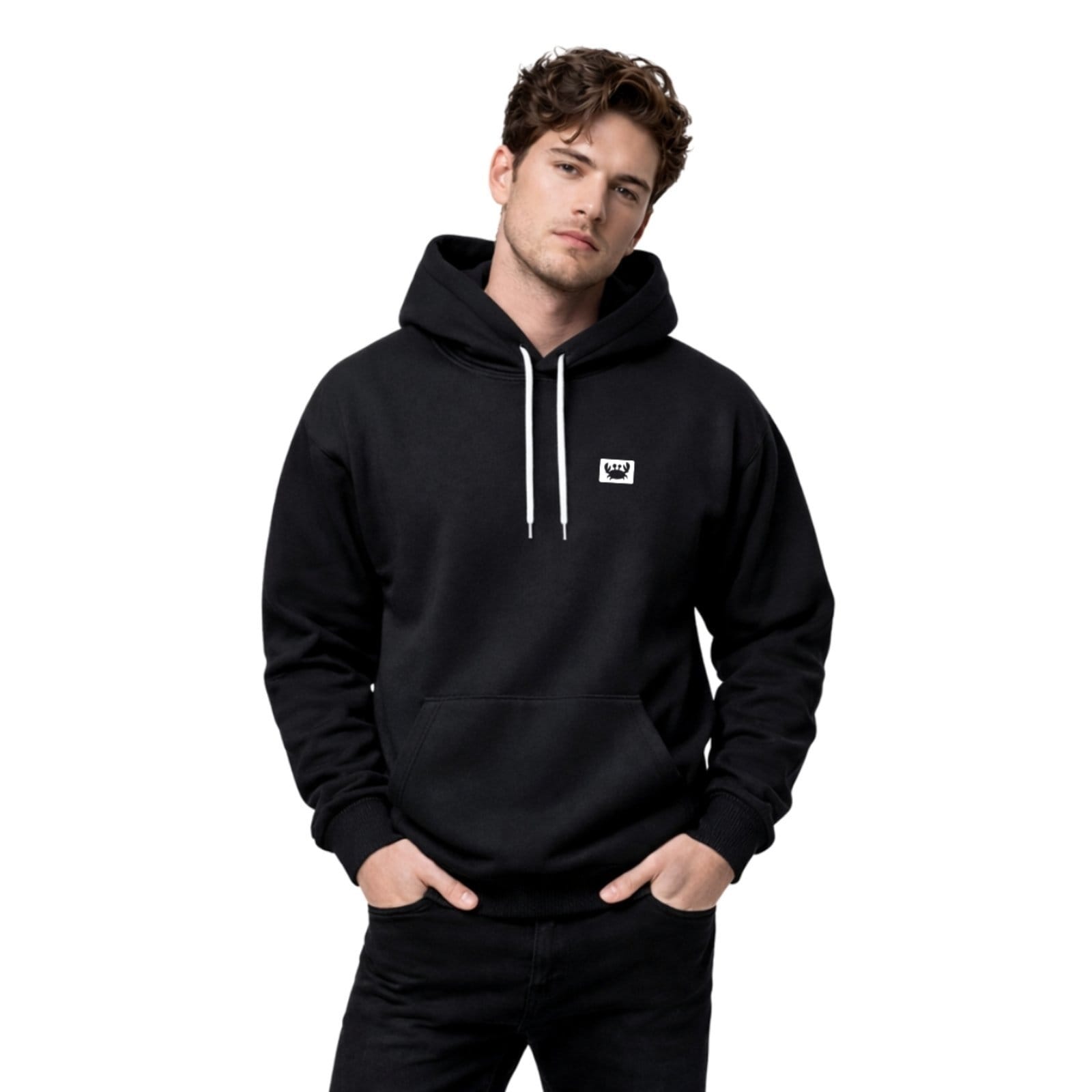 Vista 2 Kit 3 Moletom Modelo Canguru Com Capuz Masculino Estampado Siri Relaxado marrom