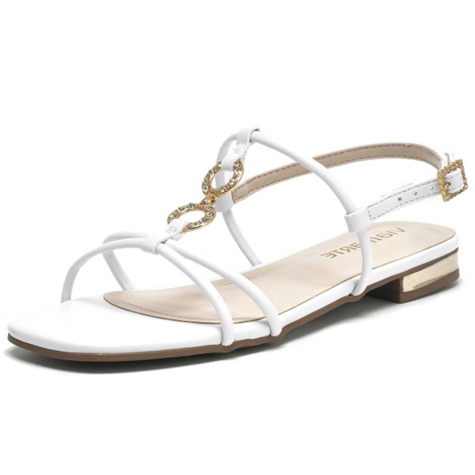 Vista 2 Sandália Rasteira Feminina Dourado Via Marte 202 VIA MARTE branco