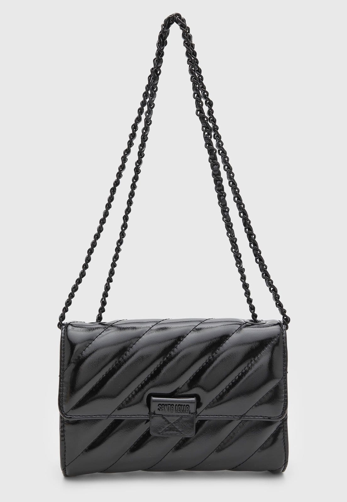 Bolsa Feminina Santa Lolla Pequena Detalhe Acolchoado Preta